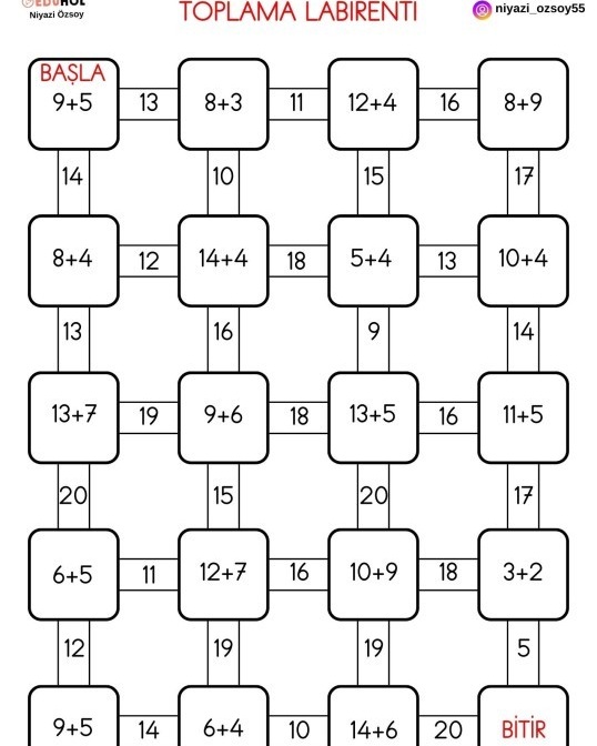 1.Sınıf Toplama İşlemi Labirent