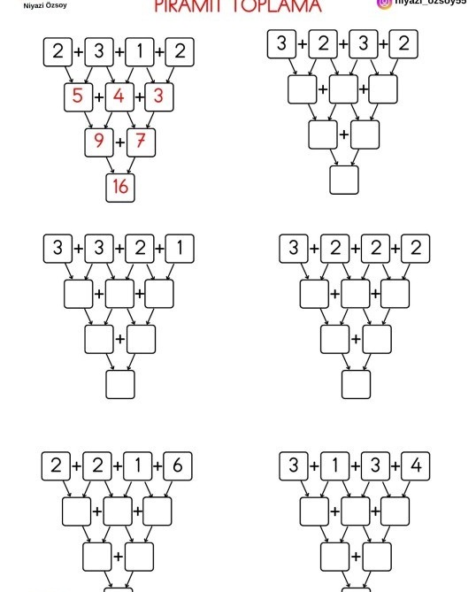 1.Sınıf Toplama İşlemi Piramit
