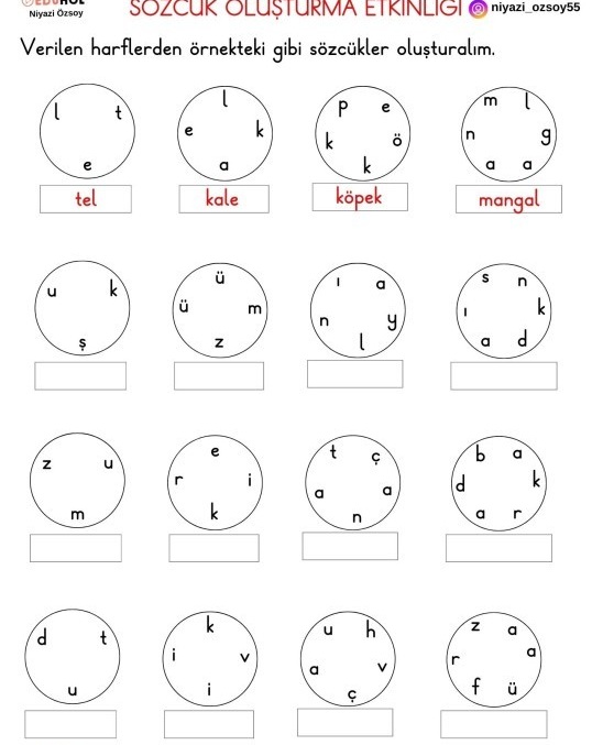 Karışık Harflerden Kelime Oluşturma