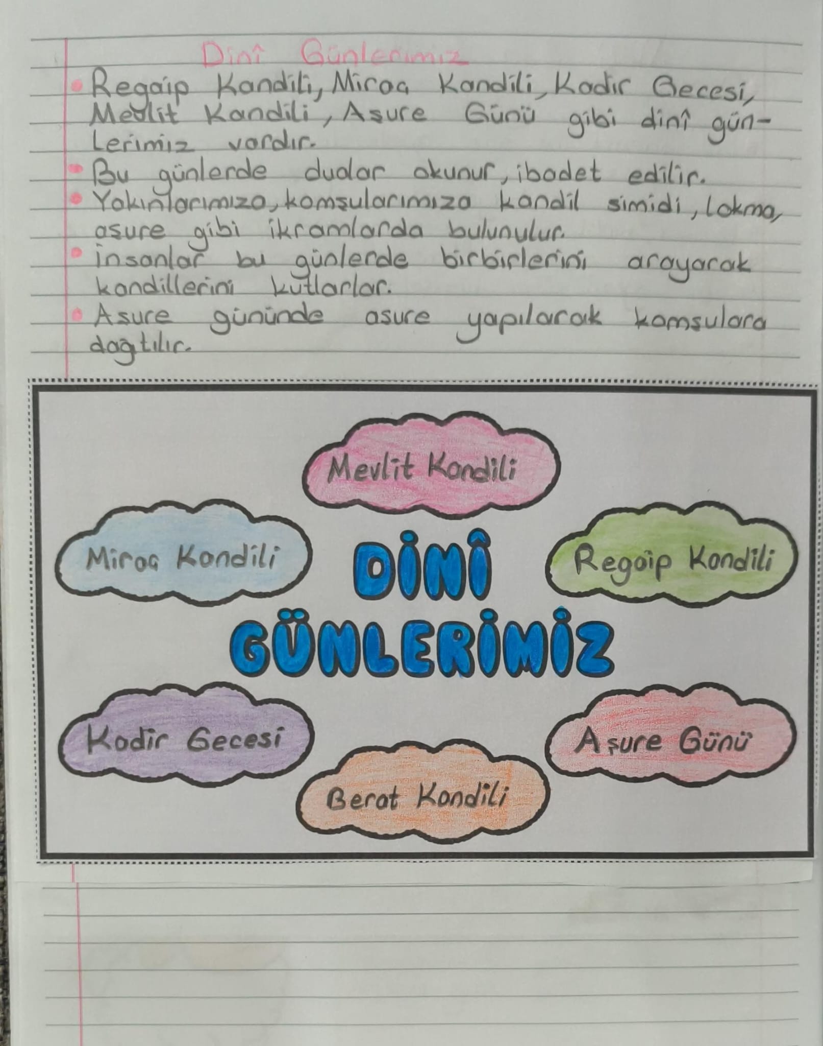 Dini Günlerimiz Defter Çalışması