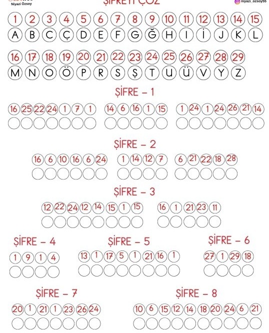 Alfabe Sırasına Göre Kelime Oluştur Şifreli