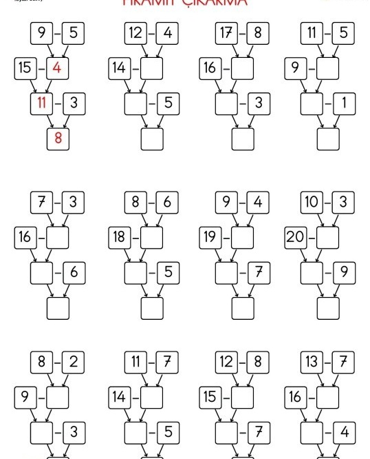 1.Sınıf Piramit Çıkarma