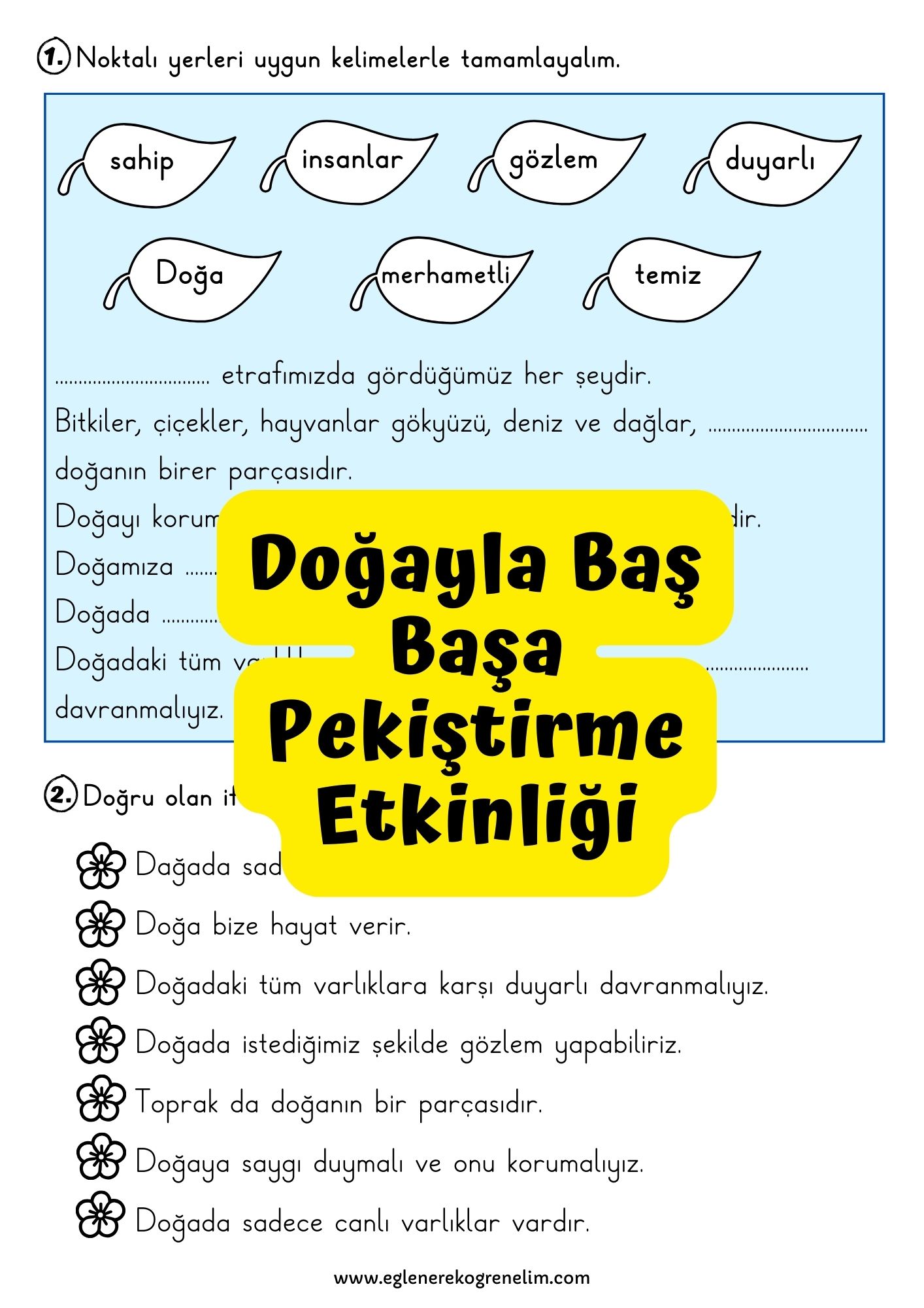 Doğayla Baş Başa Pekiştirme Etkinliği