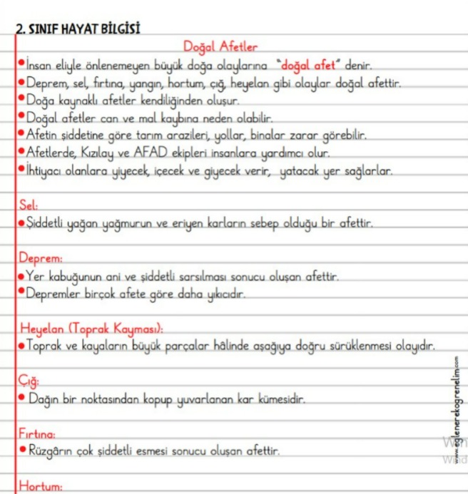 Doğal Afetler Konu Özeti