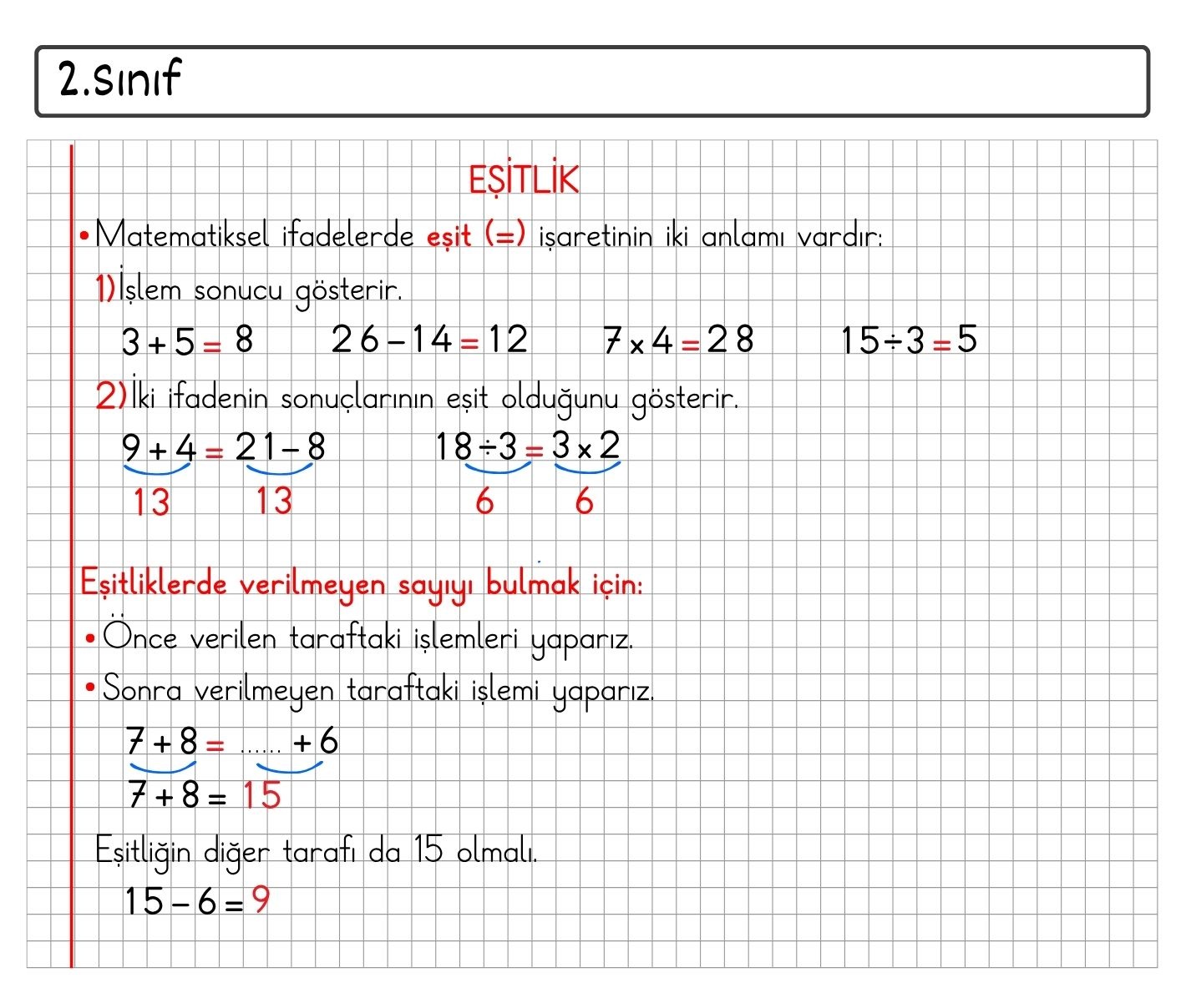 2.Sınıf Eşitlik Konu Özeti