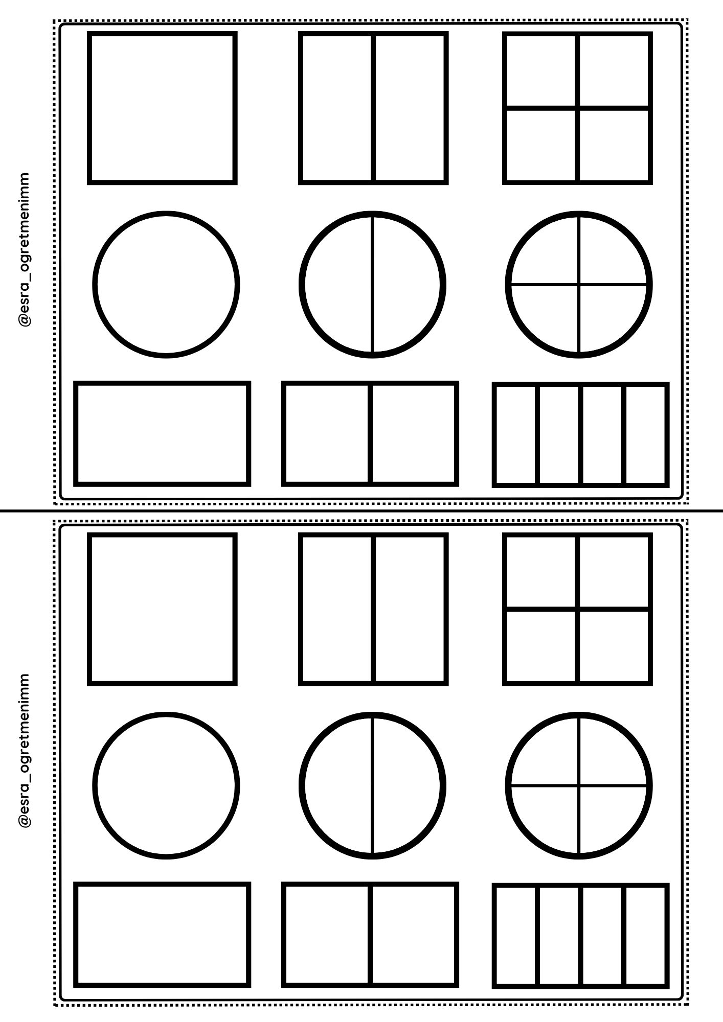 Kesirler Defter Çalışması Şekilli
