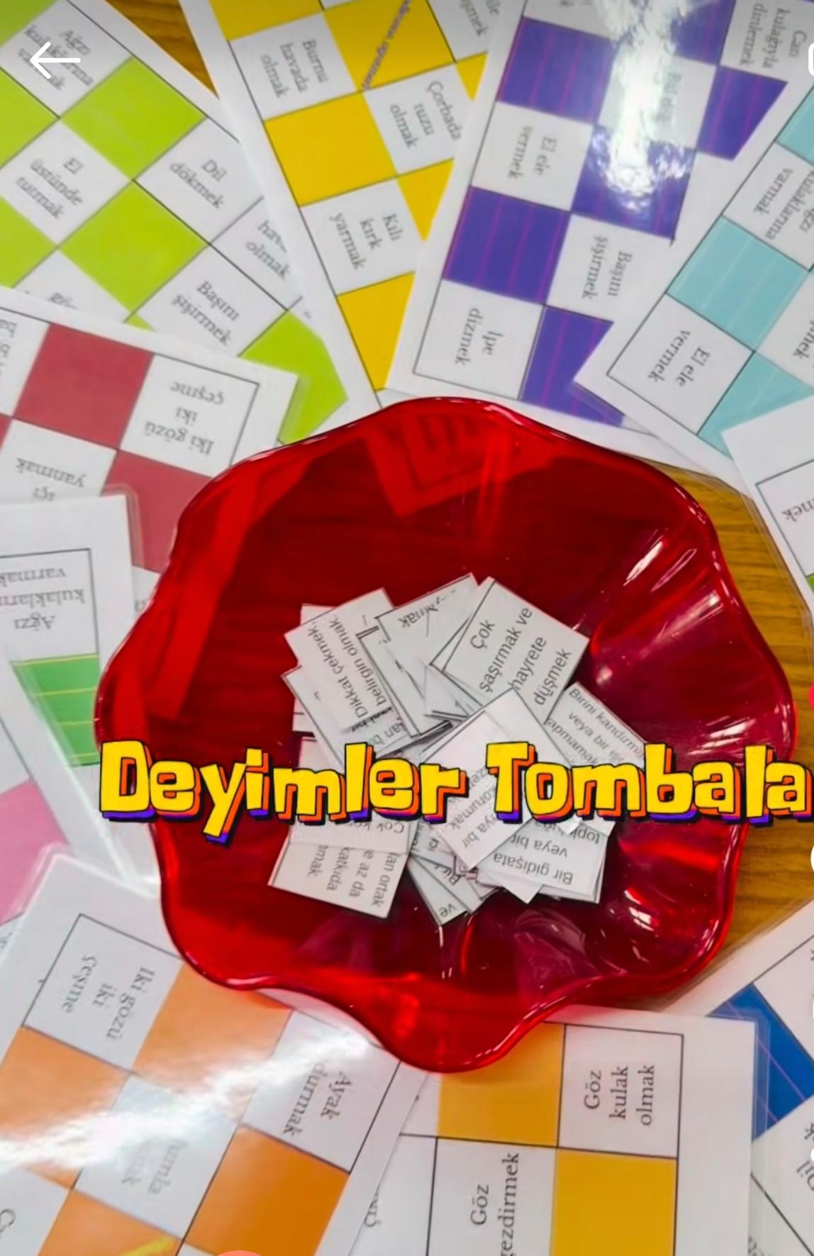 Deyimler ve Anlamı Tombala Oyunu