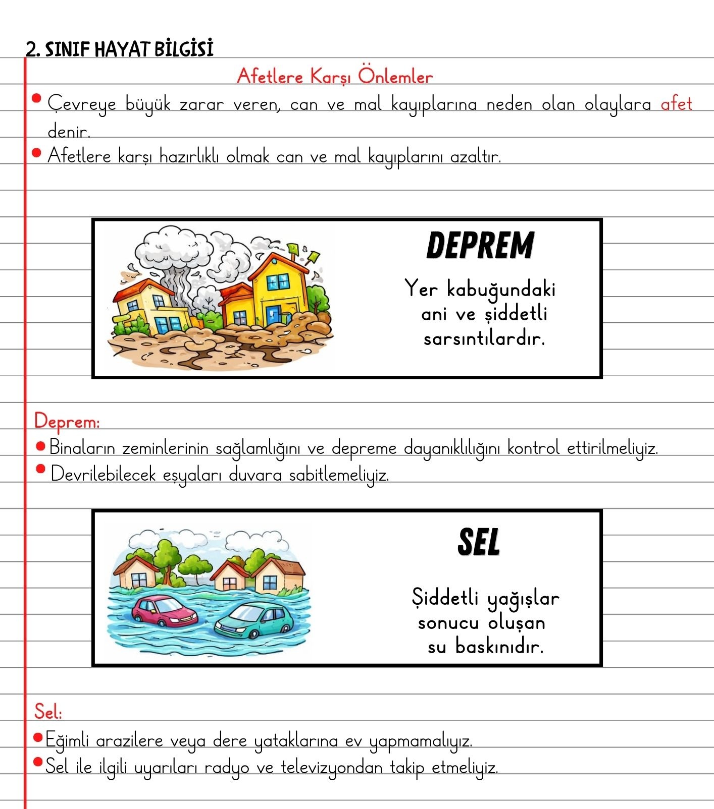 Afetlere Karşı Önlemler Konu Özeti