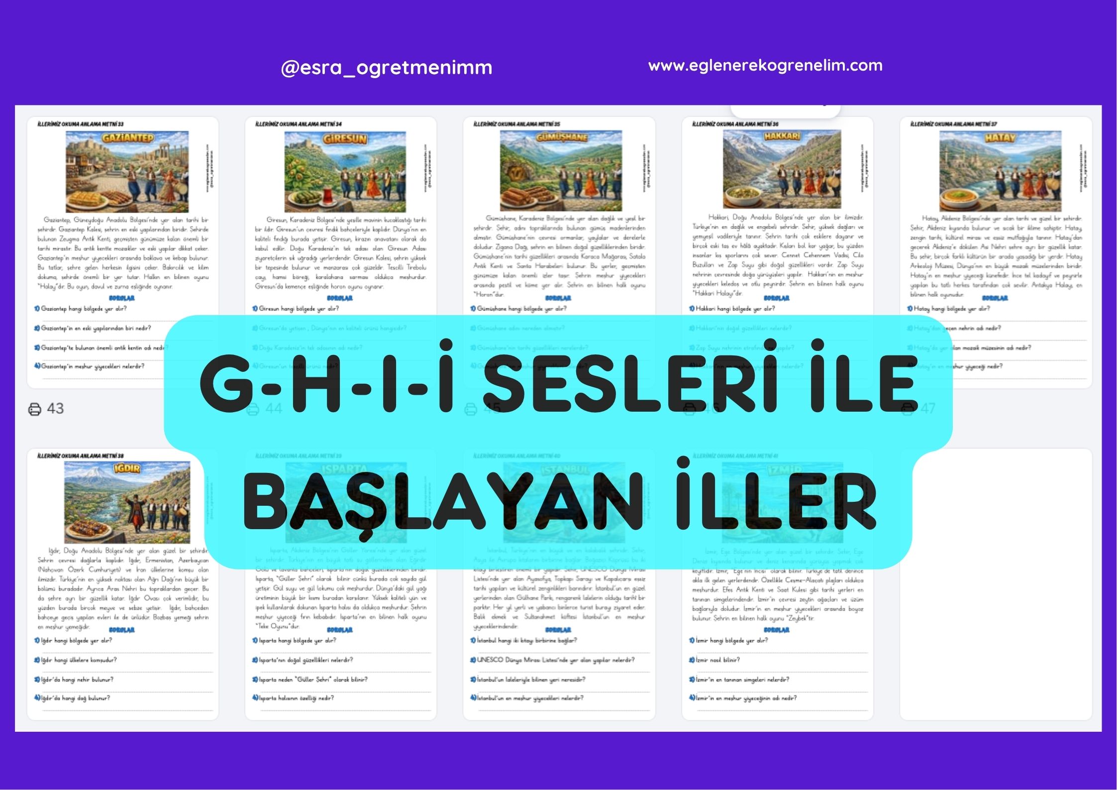 İller Okuma Anlama Metinleri (G-H-I-İ ile Başlayanlar)