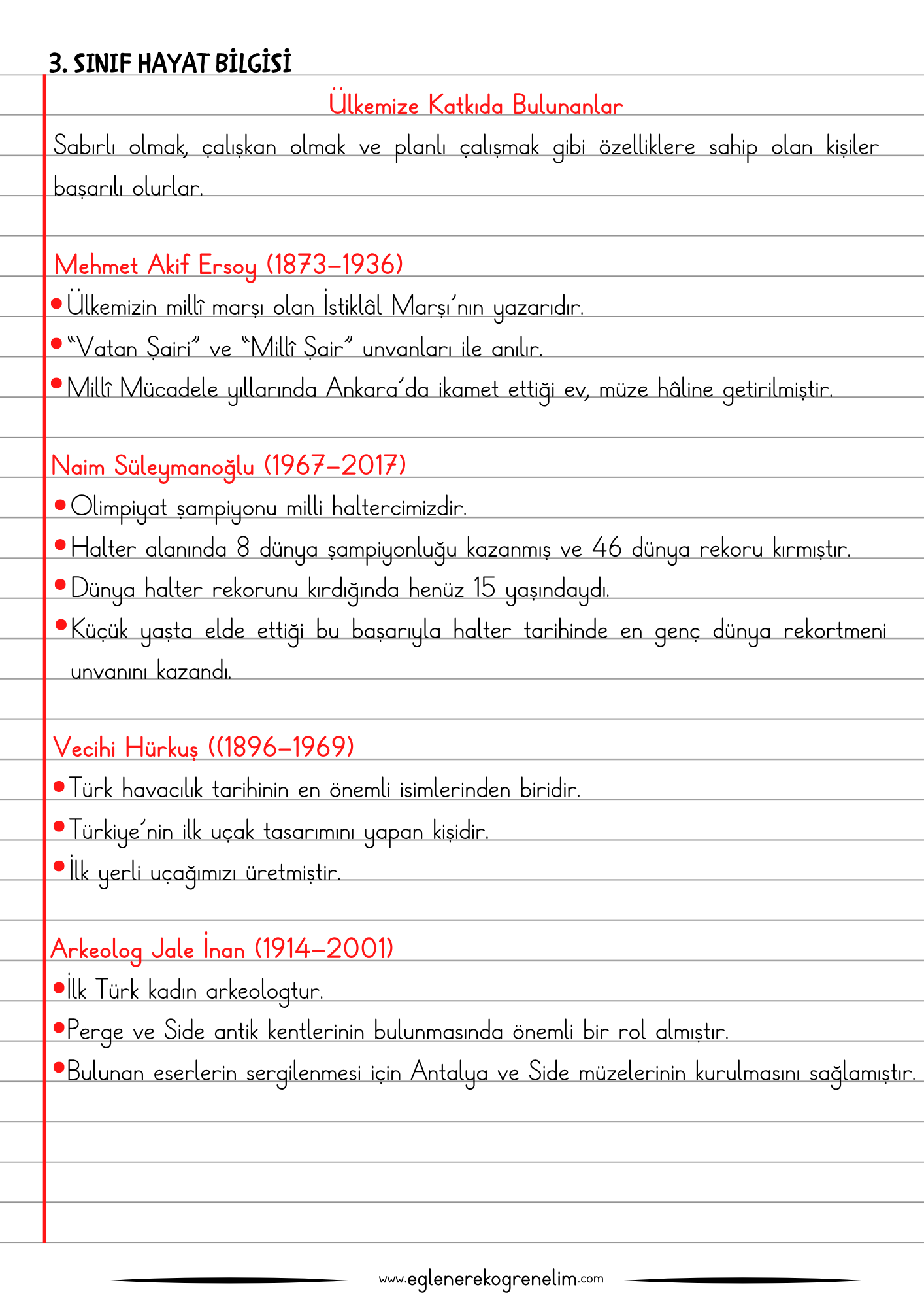 Ülkemize Katkıda Bulunanlar Konu Özeti