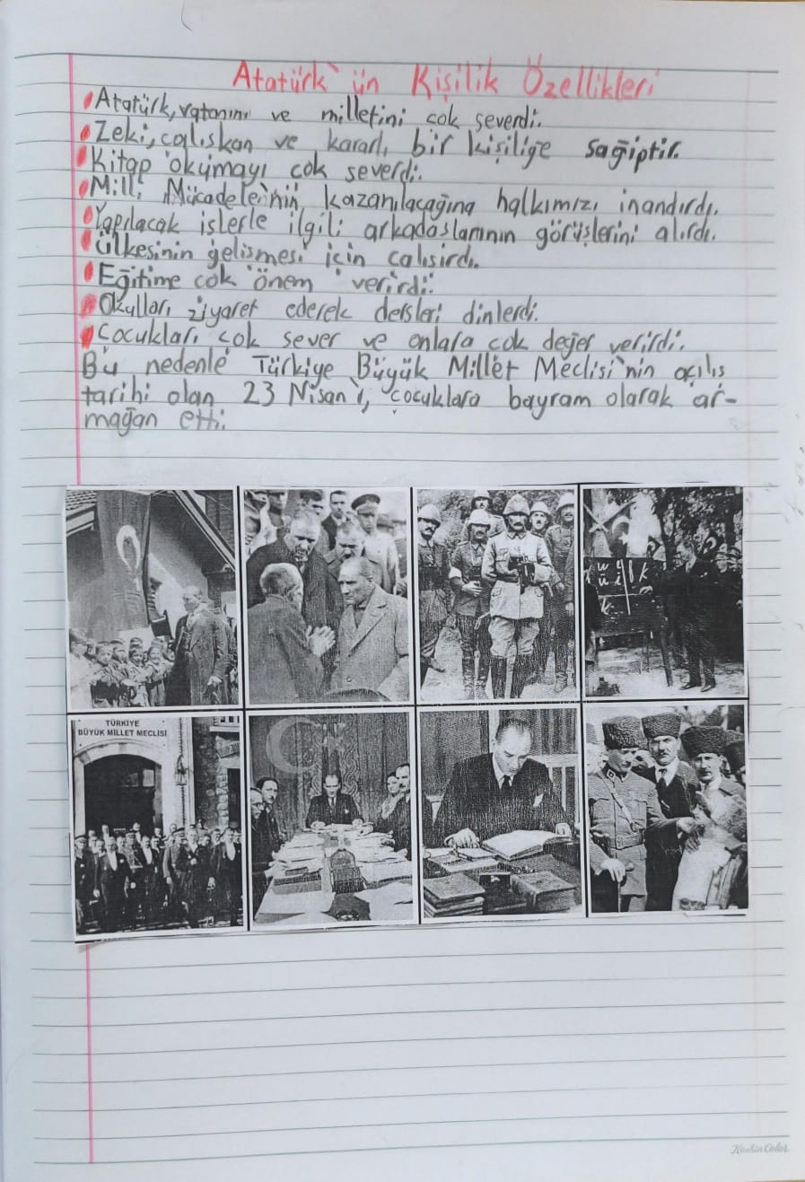 Atatürk'ün Kişilik Özellikleri Defter Çalışması