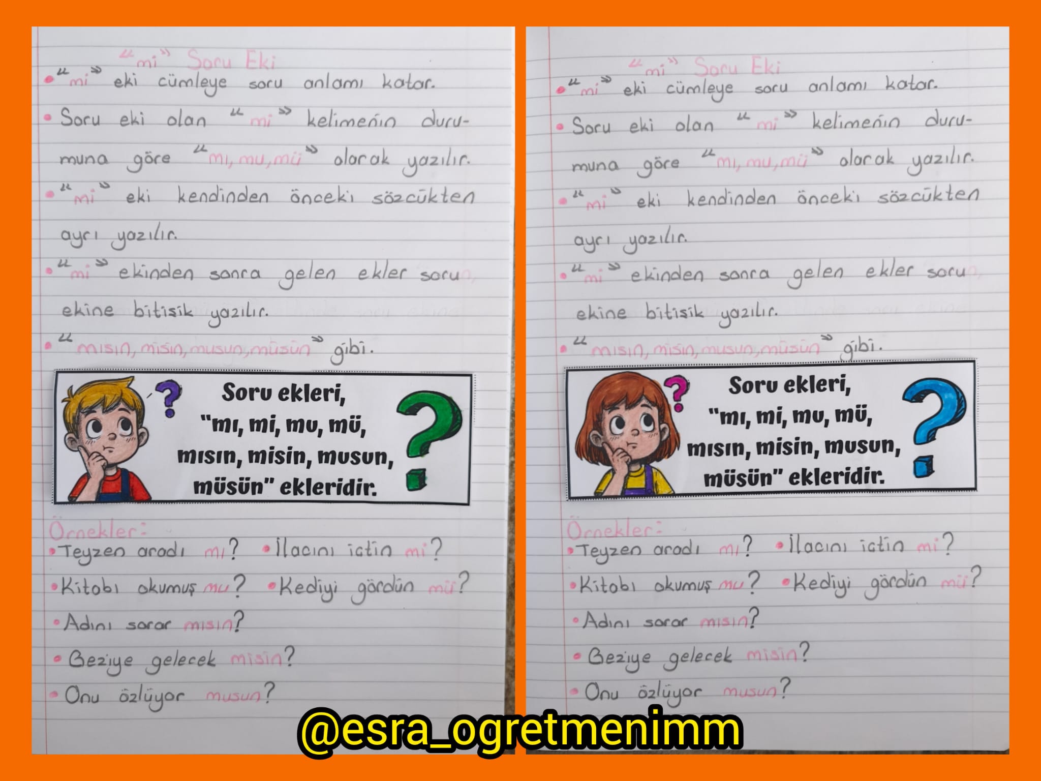 mi Soru Ekinin Yazımı Defter Çalışması Yatay