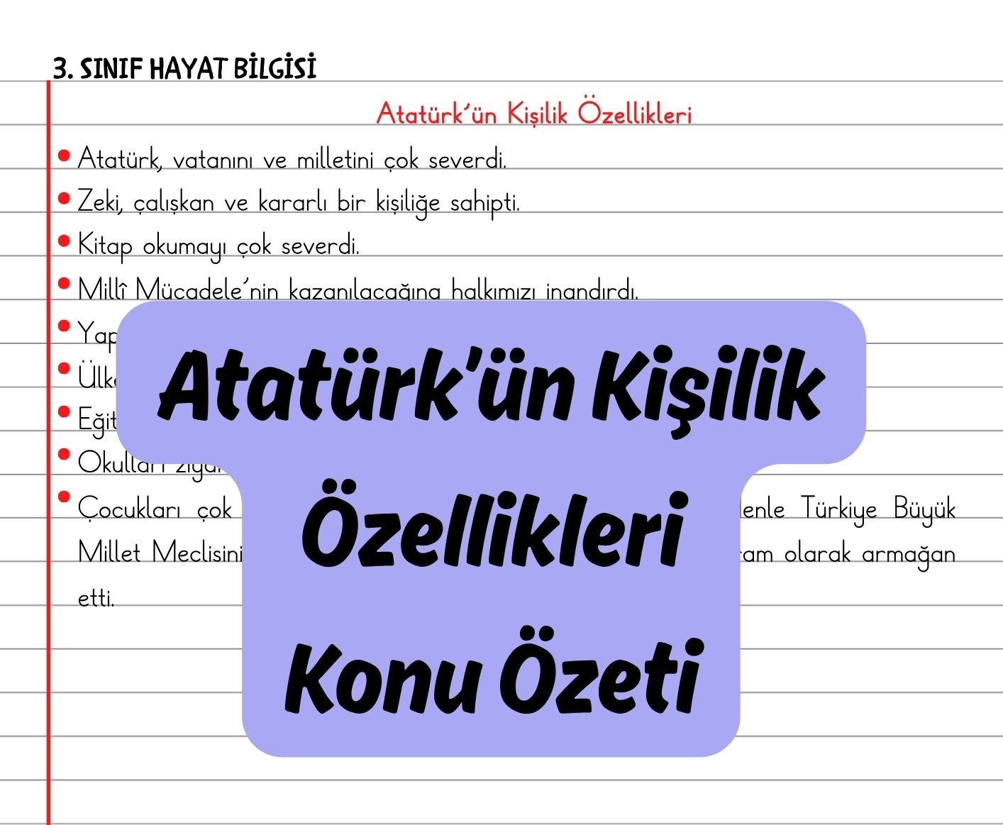 Atatürk'ün Kişilik Özellikleri Konu Özeti