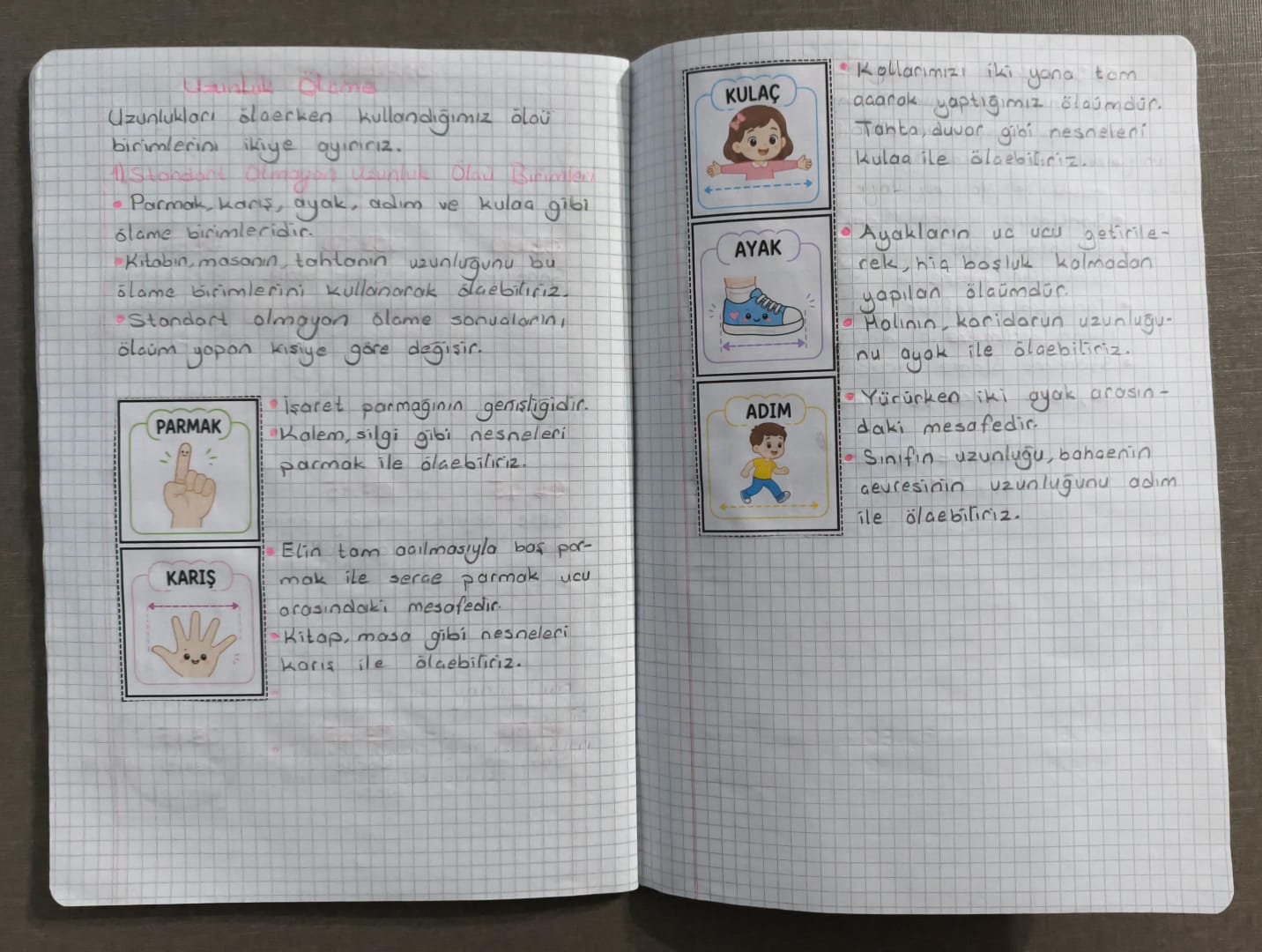 Standart Olmayan Uzunluk Ölçüleri Defter Çalışması 1