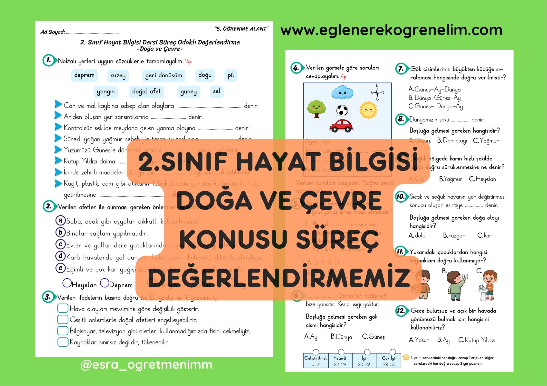 2.Sınıf Doğa ve Çevre Süreç Odaklı Değerlendirme