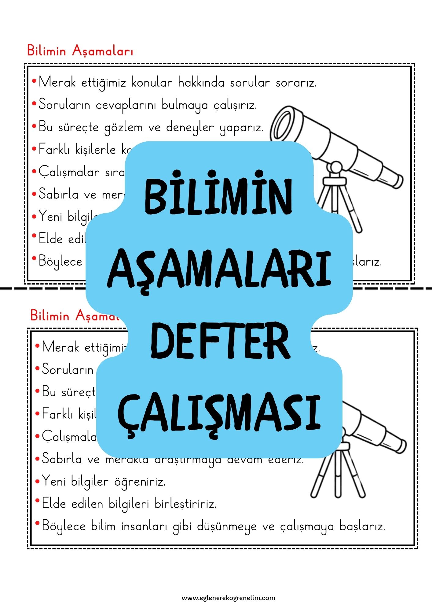 Bilimin Aşamaları Deftere Yapıştırma