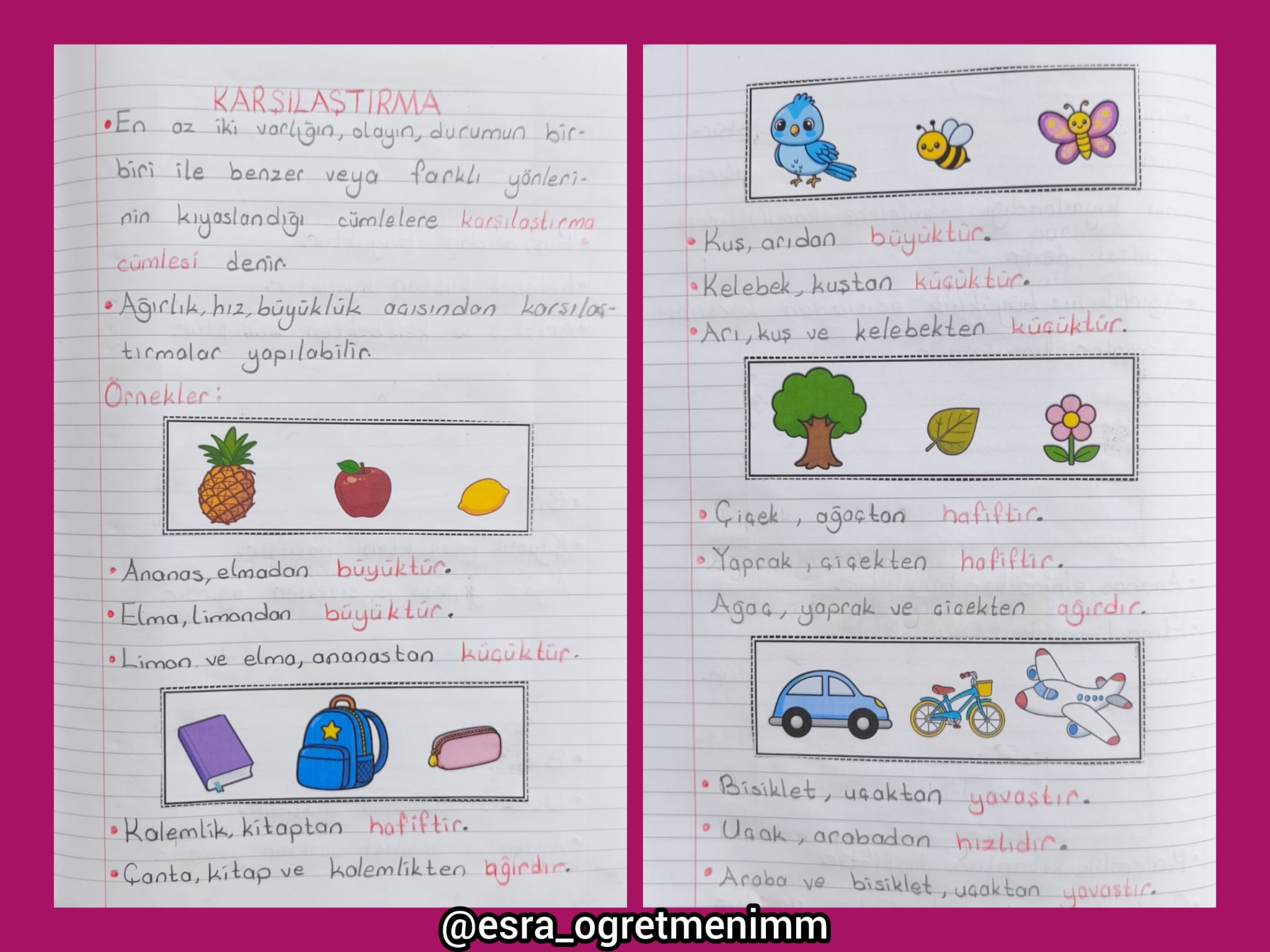 Karşılaştırma Defter Çalışması