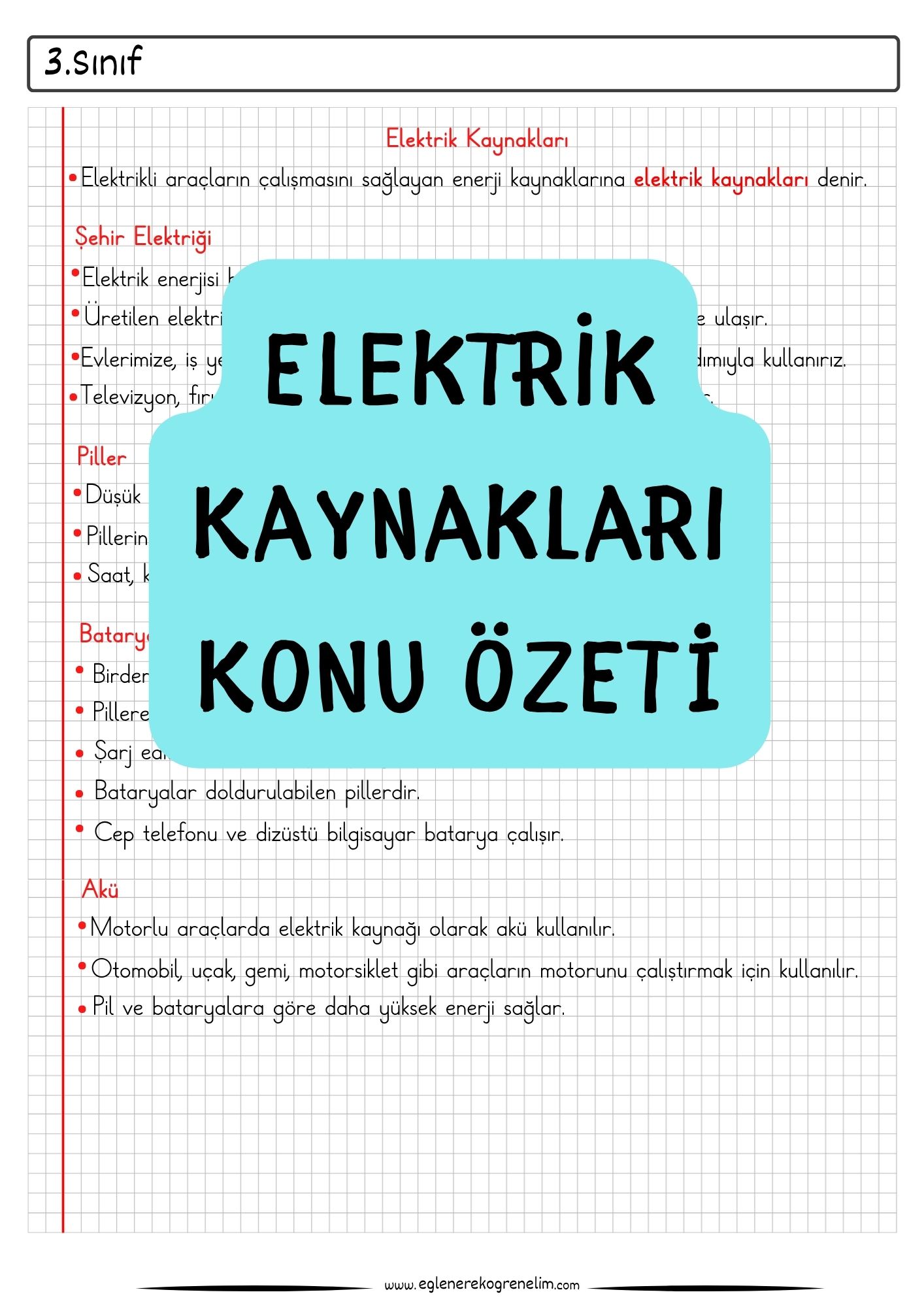 Elektrik Kaynakları Konu Özeti