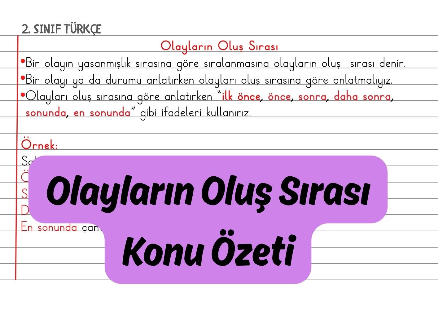 Olayların Oluş Sırası Konu Özeti