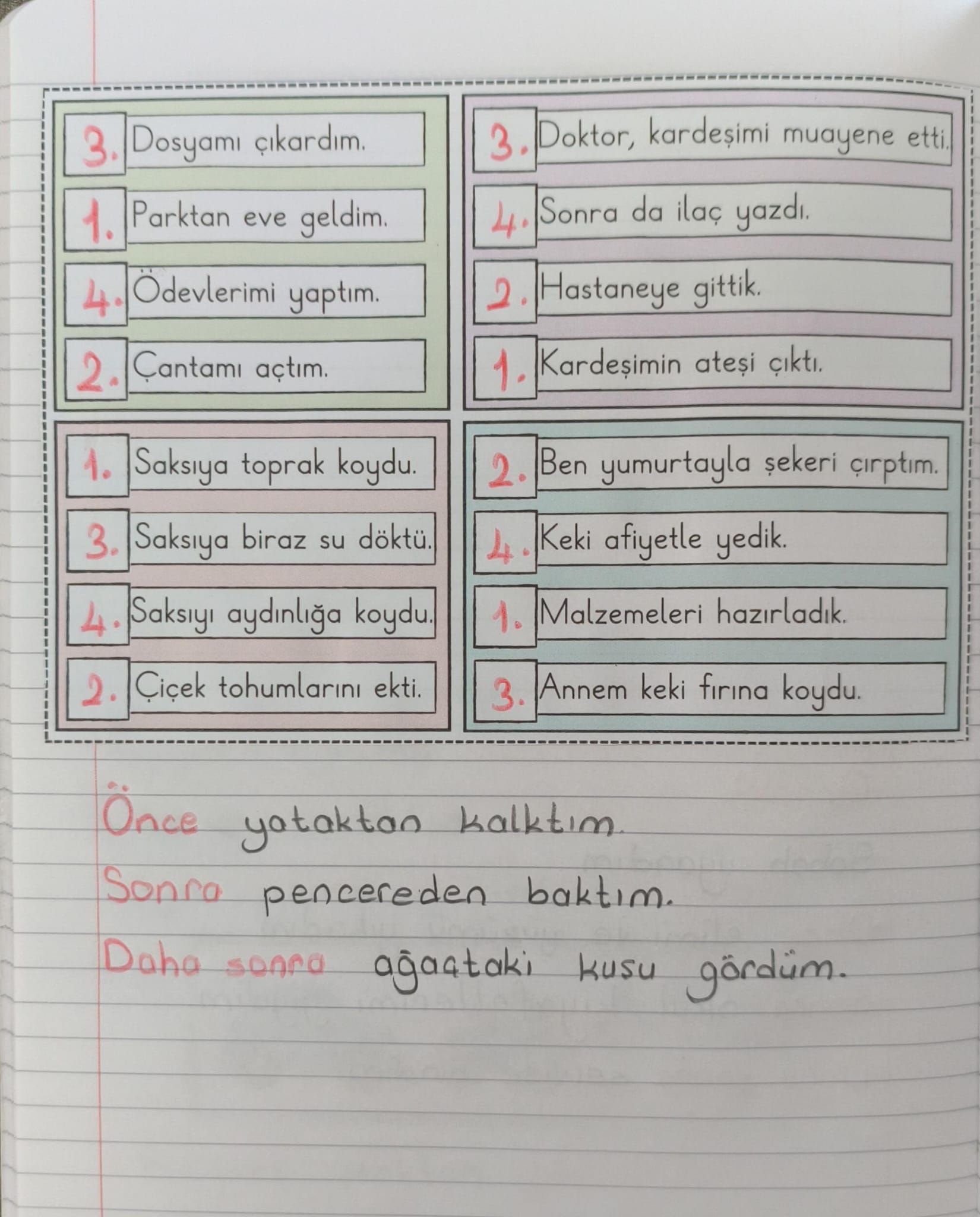 Olayların Oluş Sırası Defter Çalışması