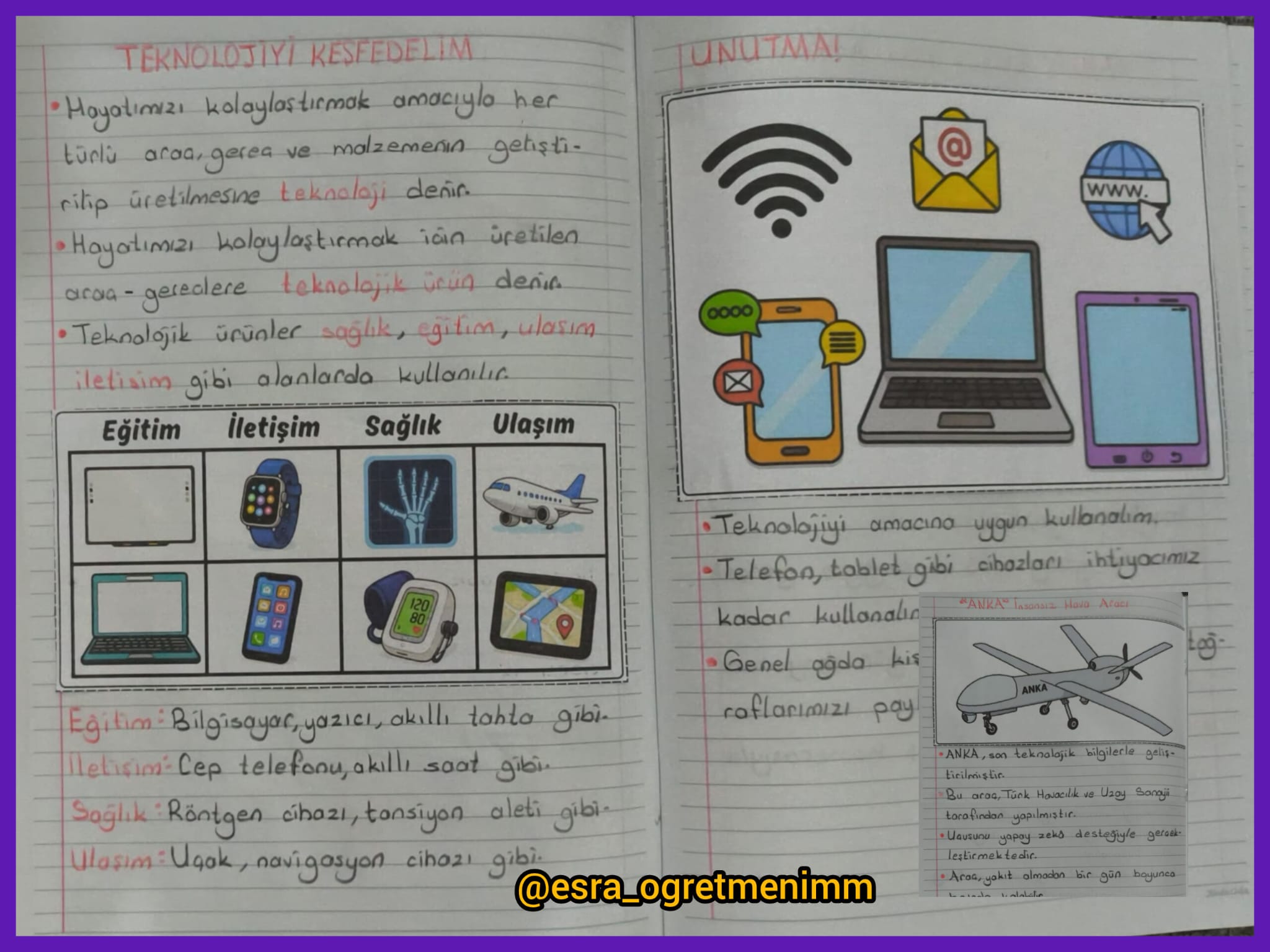Bilim ve Teknoloji Defter Çalışması