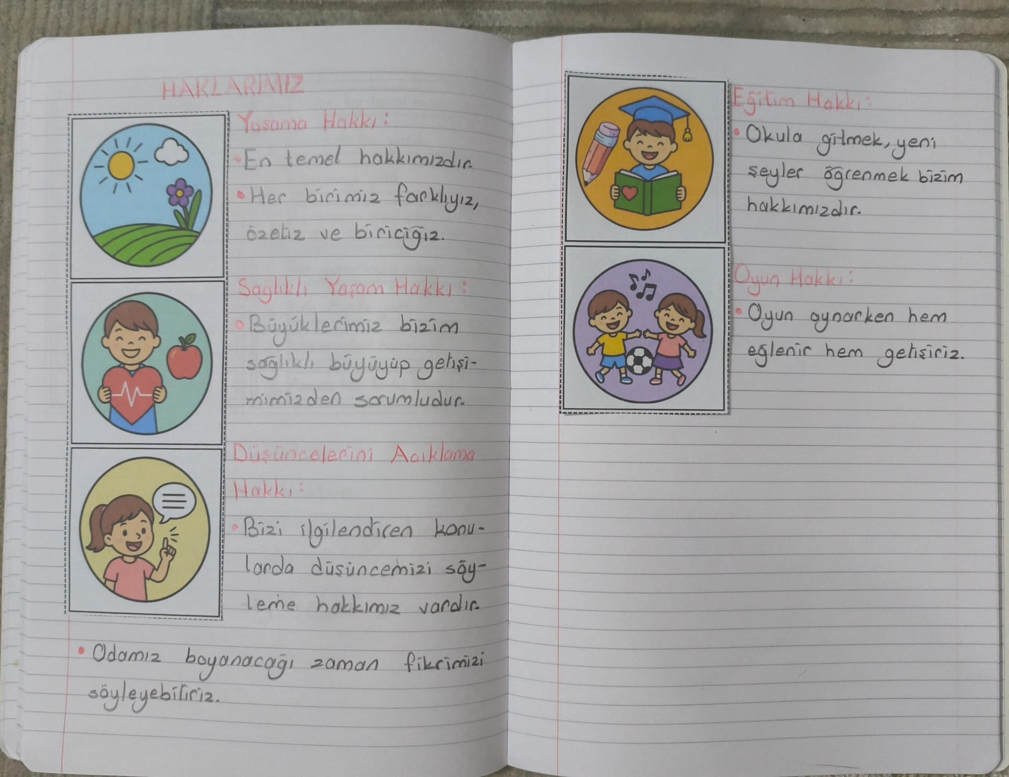 Haklarımız Defter Çalışması
