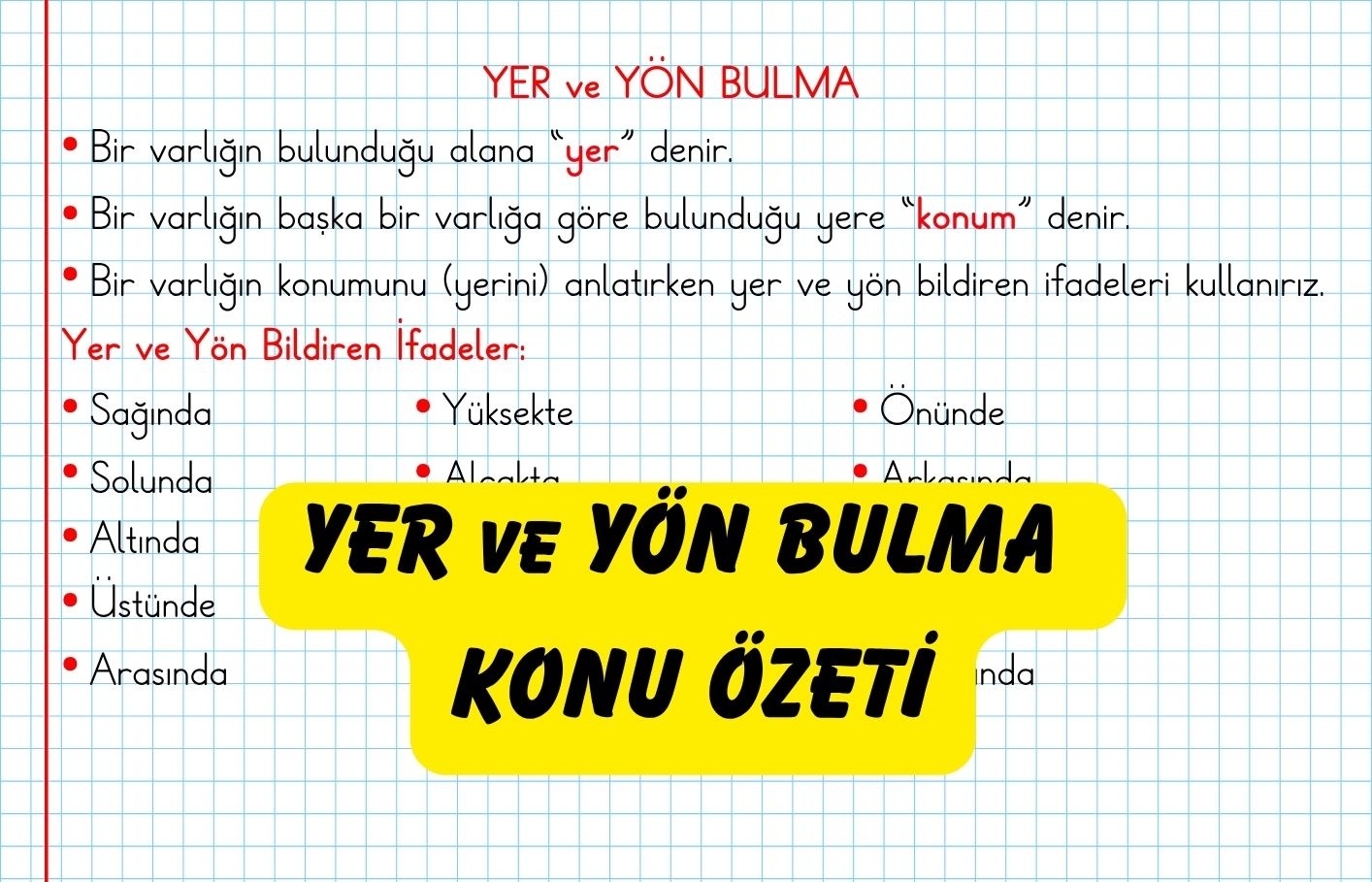 Yer ve Yön Bulma Konu Özeti