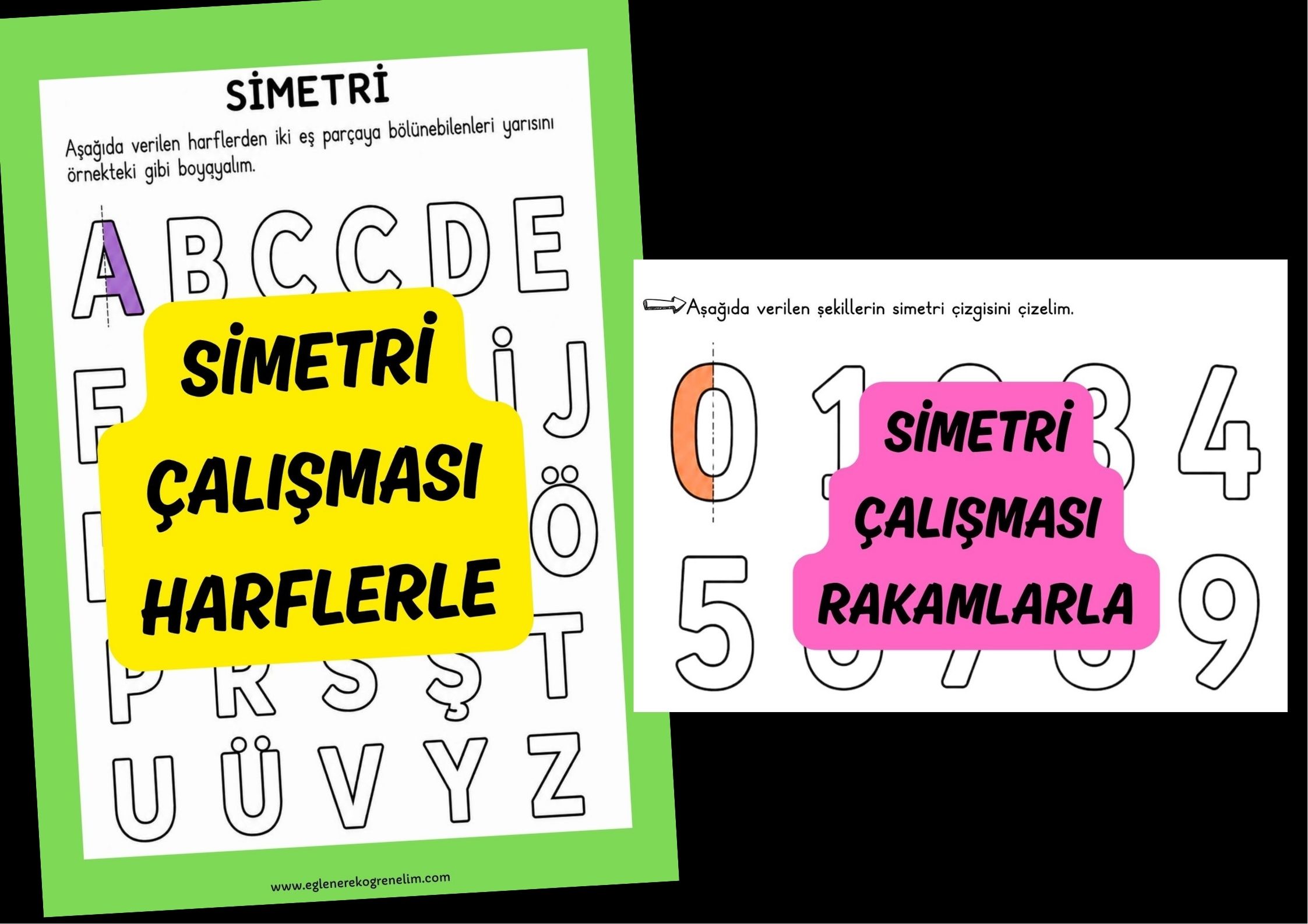 Simetri Çalışması Harf ve Rakamlarla