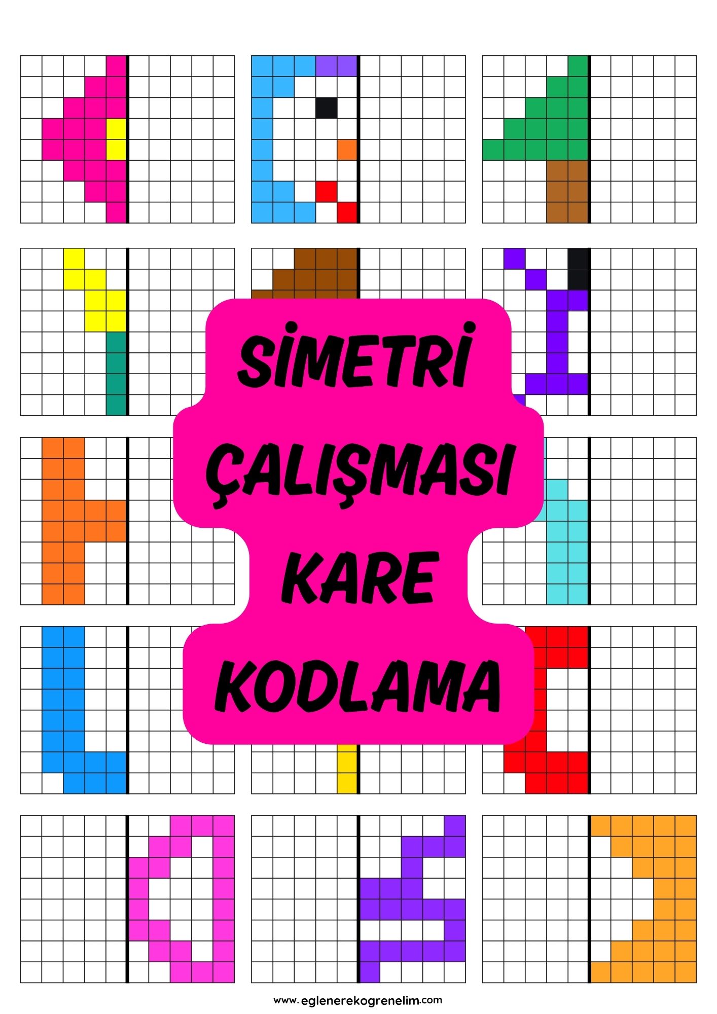 Simetri Çalışması Kare Kodlama A4