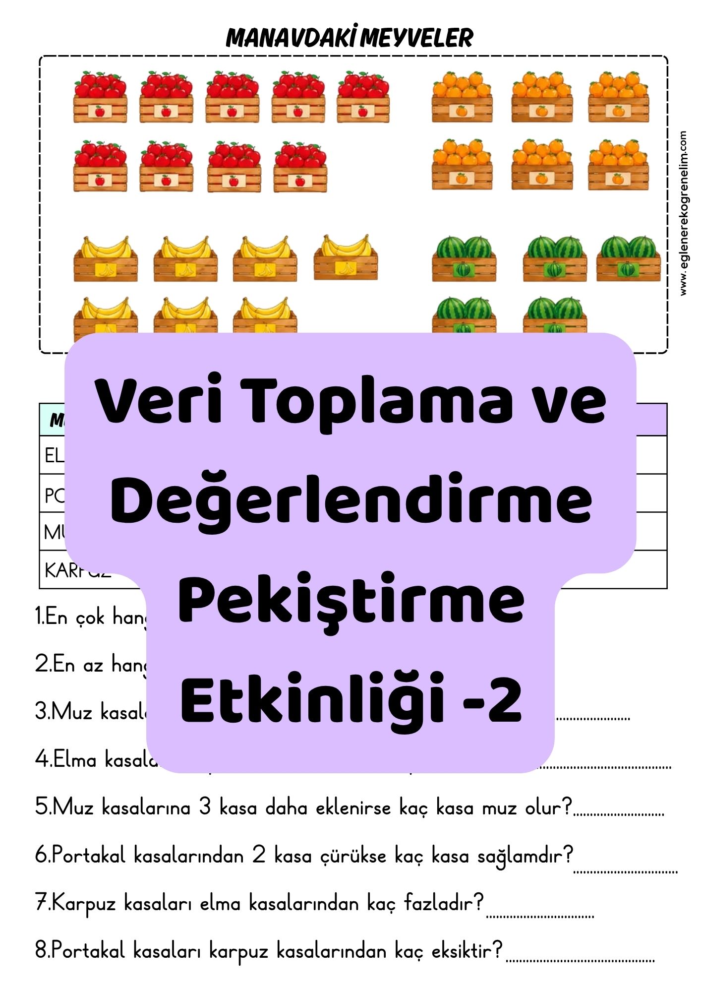 Veri Toplama ve Değerlendirme Pekiştirme Etkinliği 2