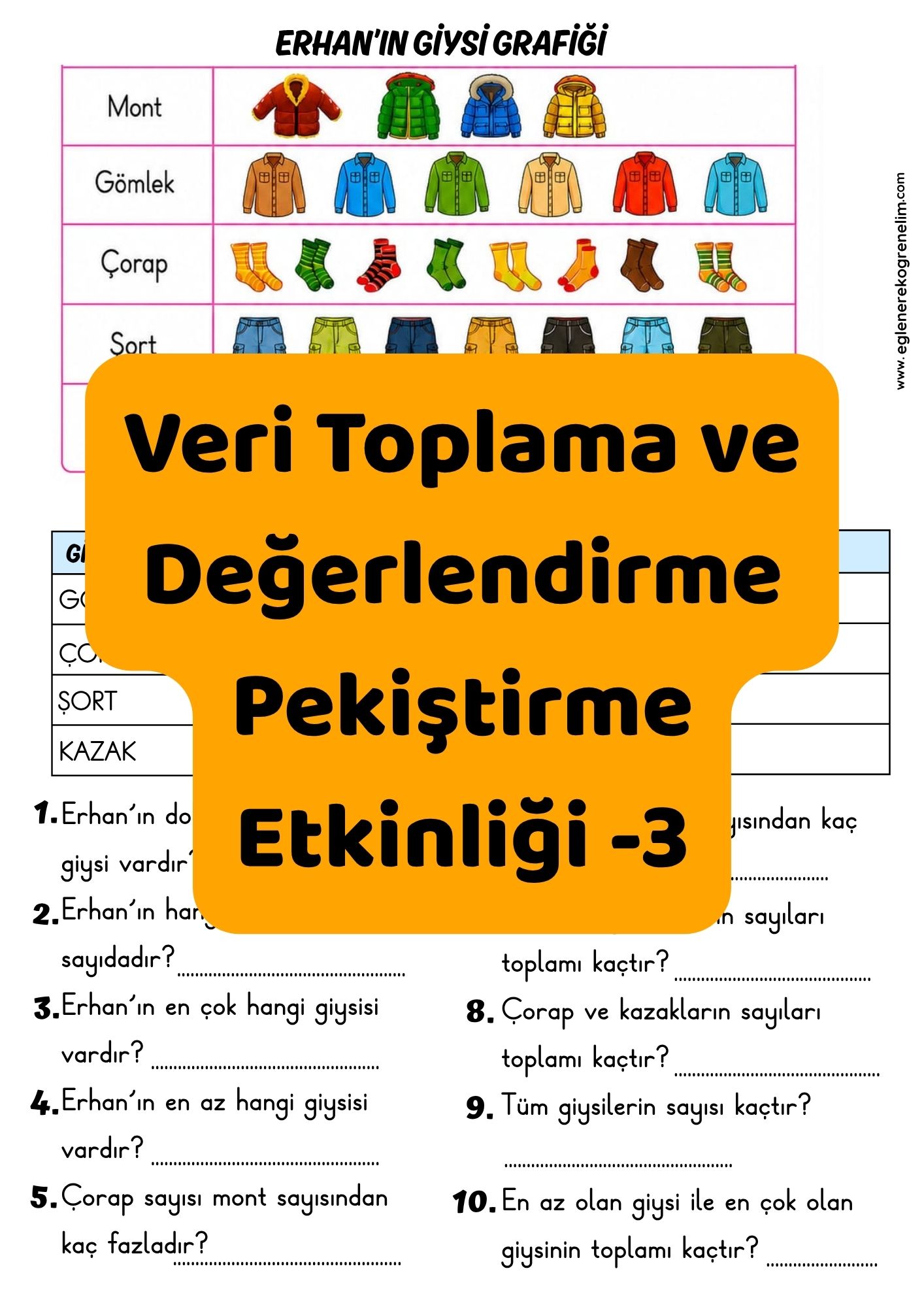 Veri Toplama ve Değerlendirme Pekiştirme Etkinliği 3