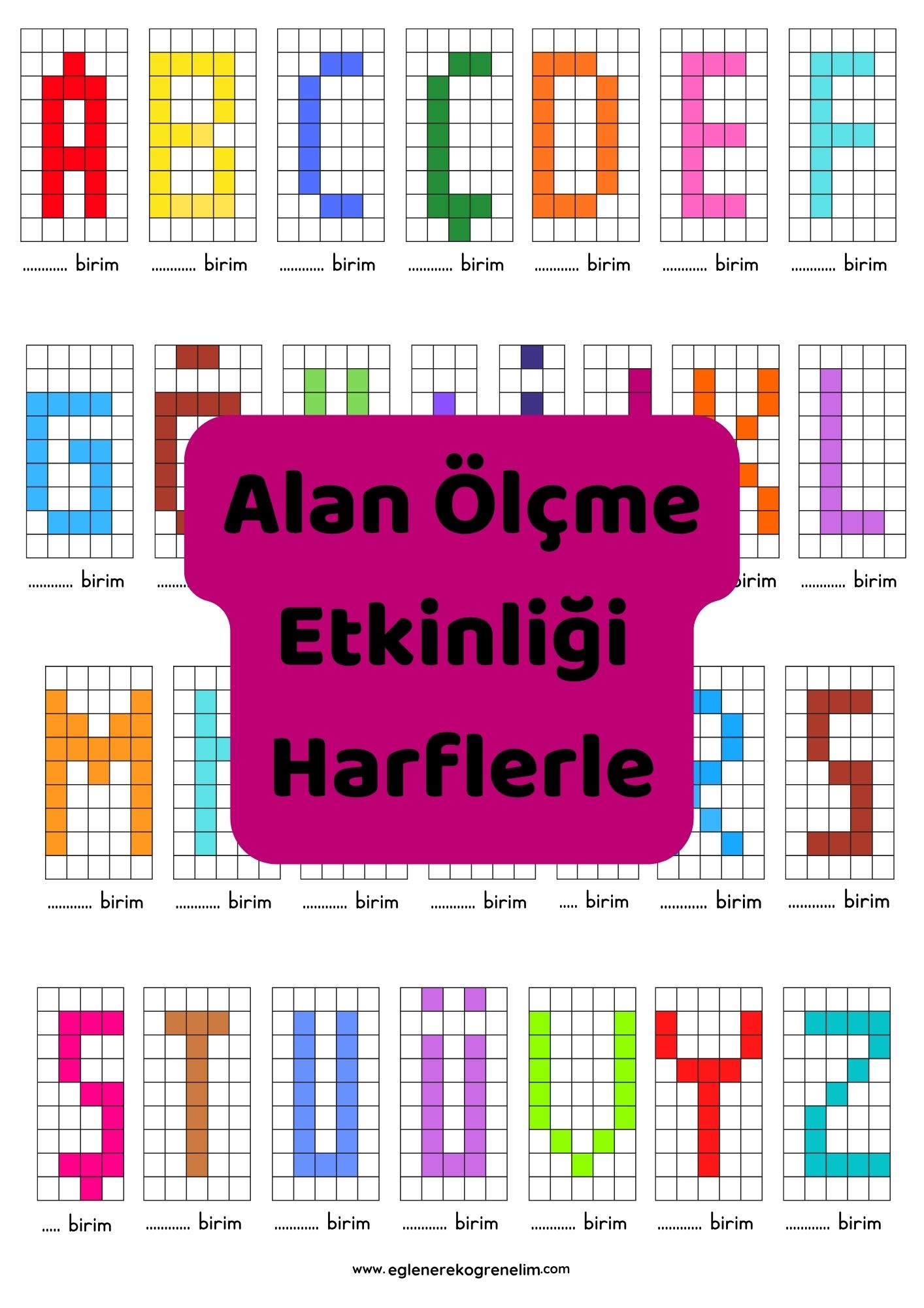 Alan Ölçme Etkinliği Harflerle