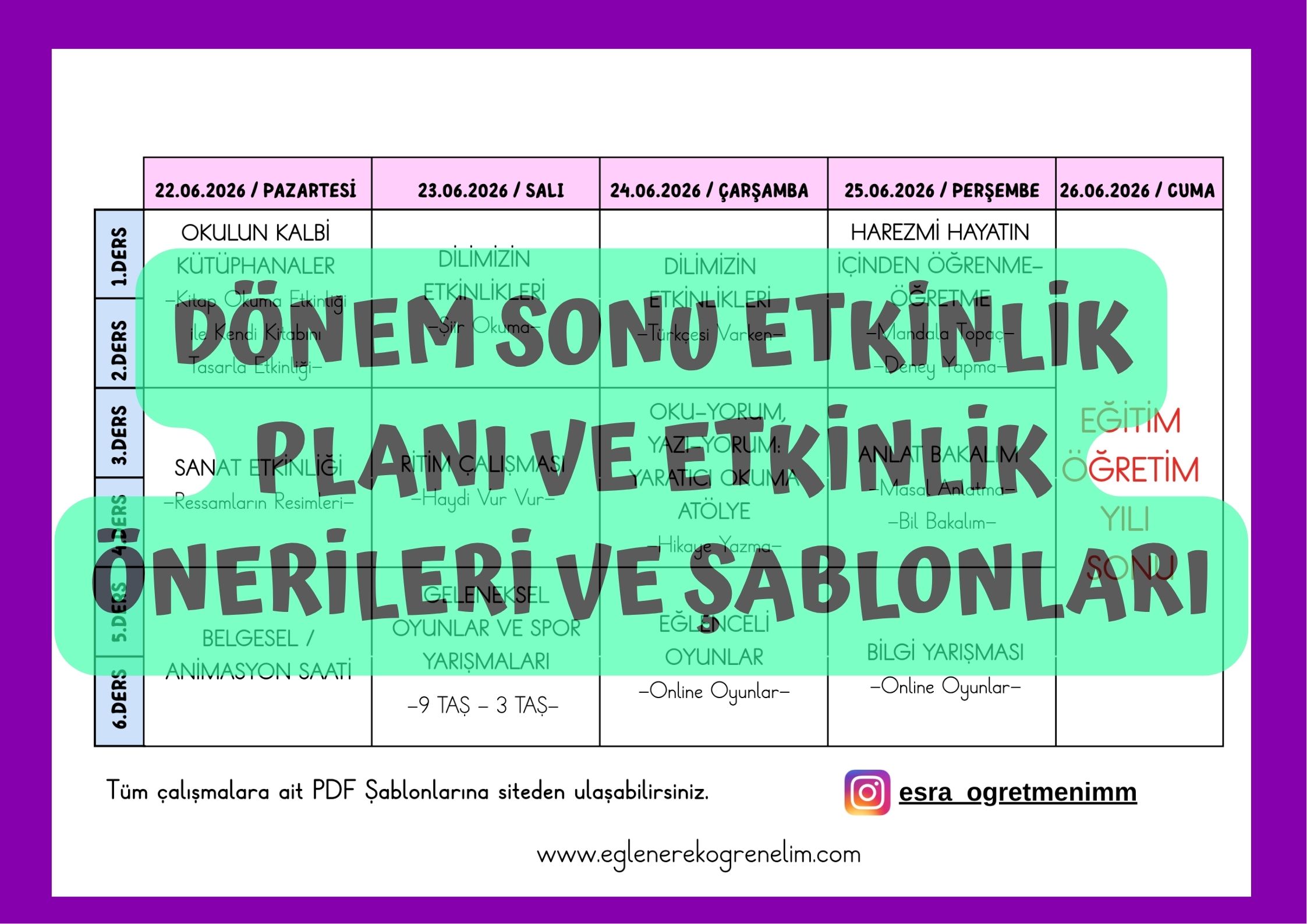 Dönem Sonu Etkinlik Planı 2.Dönem