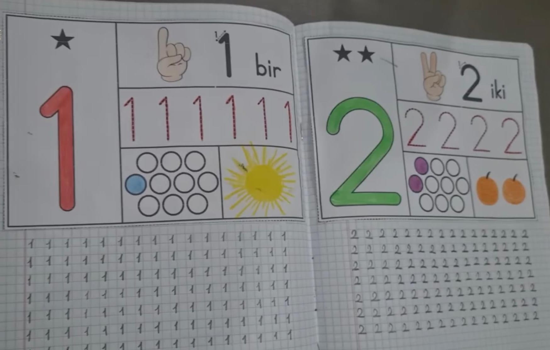 Rakamlar Defter Çalışması Renksiz