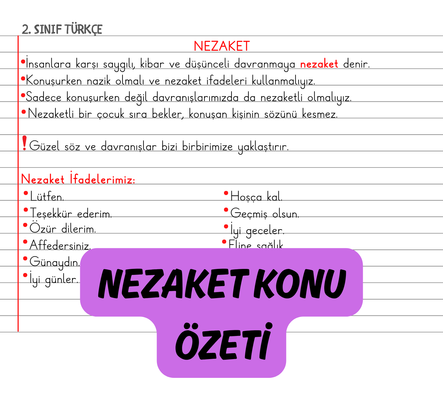 2. Sınıf Nezaket Konu Özeti