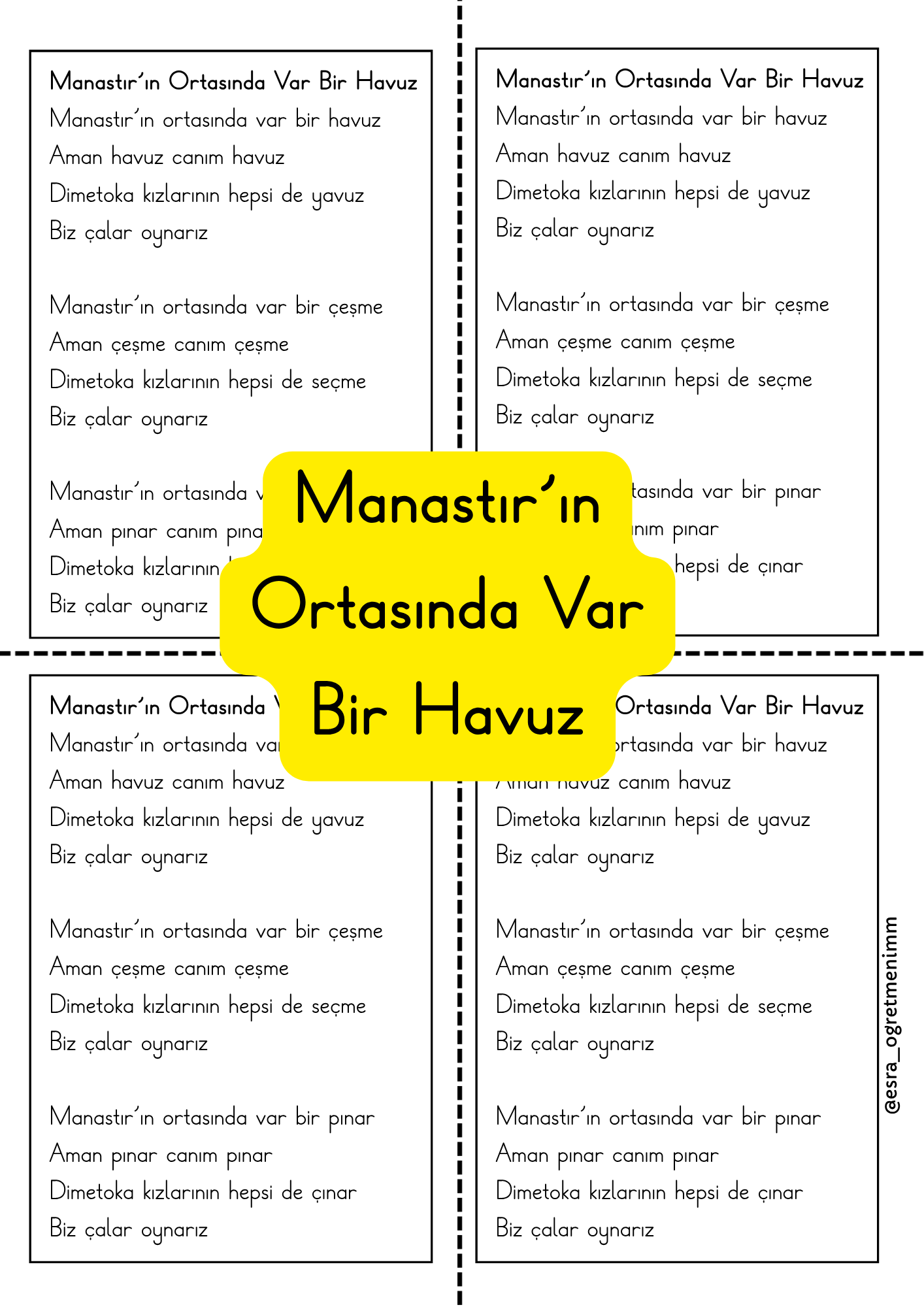 Manastır'ın Ortasında Var Bir Havuz Şarkı Sözleri