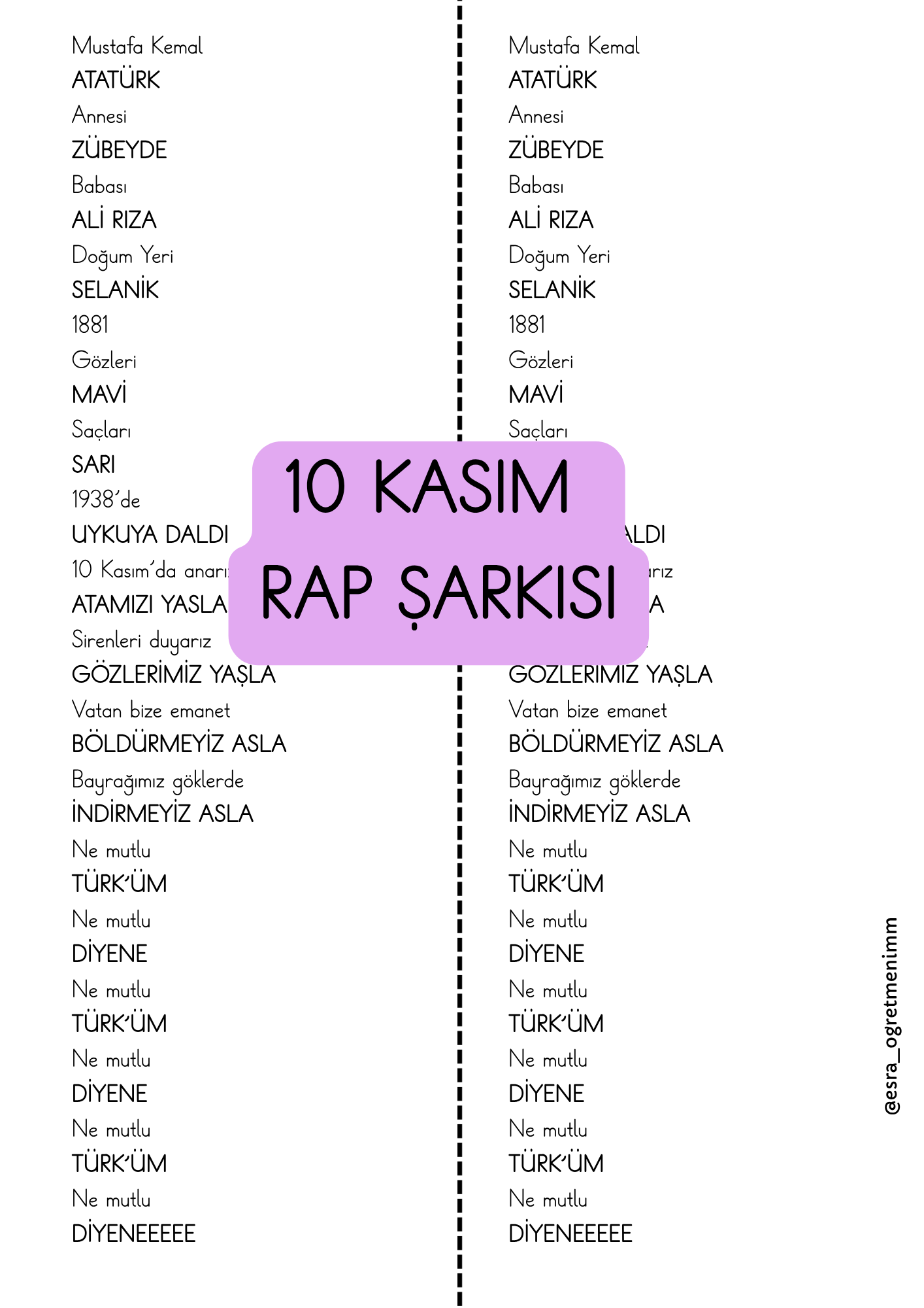 10 Kasım Rap Şarkı Sözleri