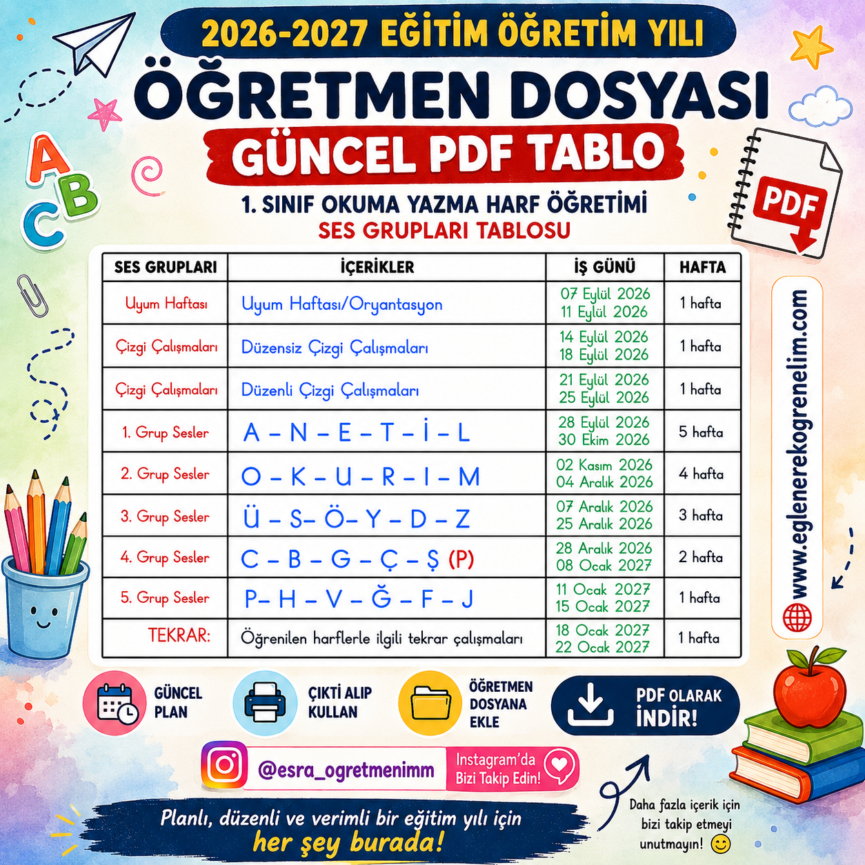 Harflerin Verilme Takvimi