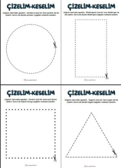 Makas Çalışması Geometrik Şekiller Etkinliği