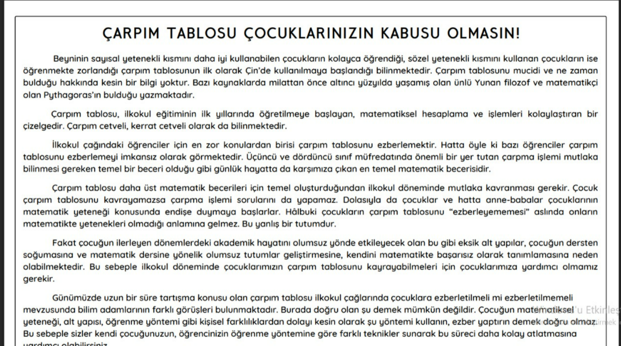 Çarpım Tablosu Neden Önemlidir?