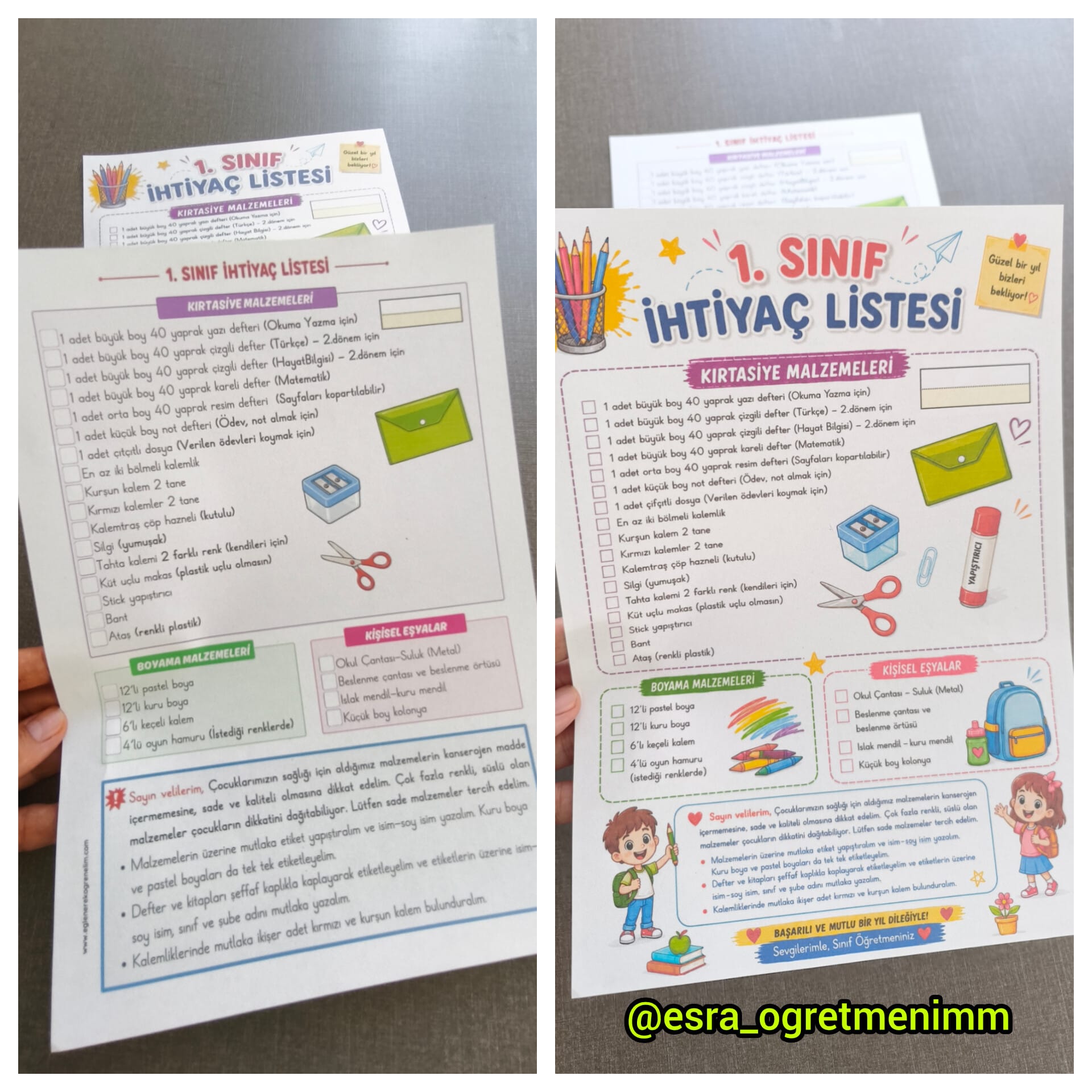 1.Sınıf İhtiyaç Listesi PDF