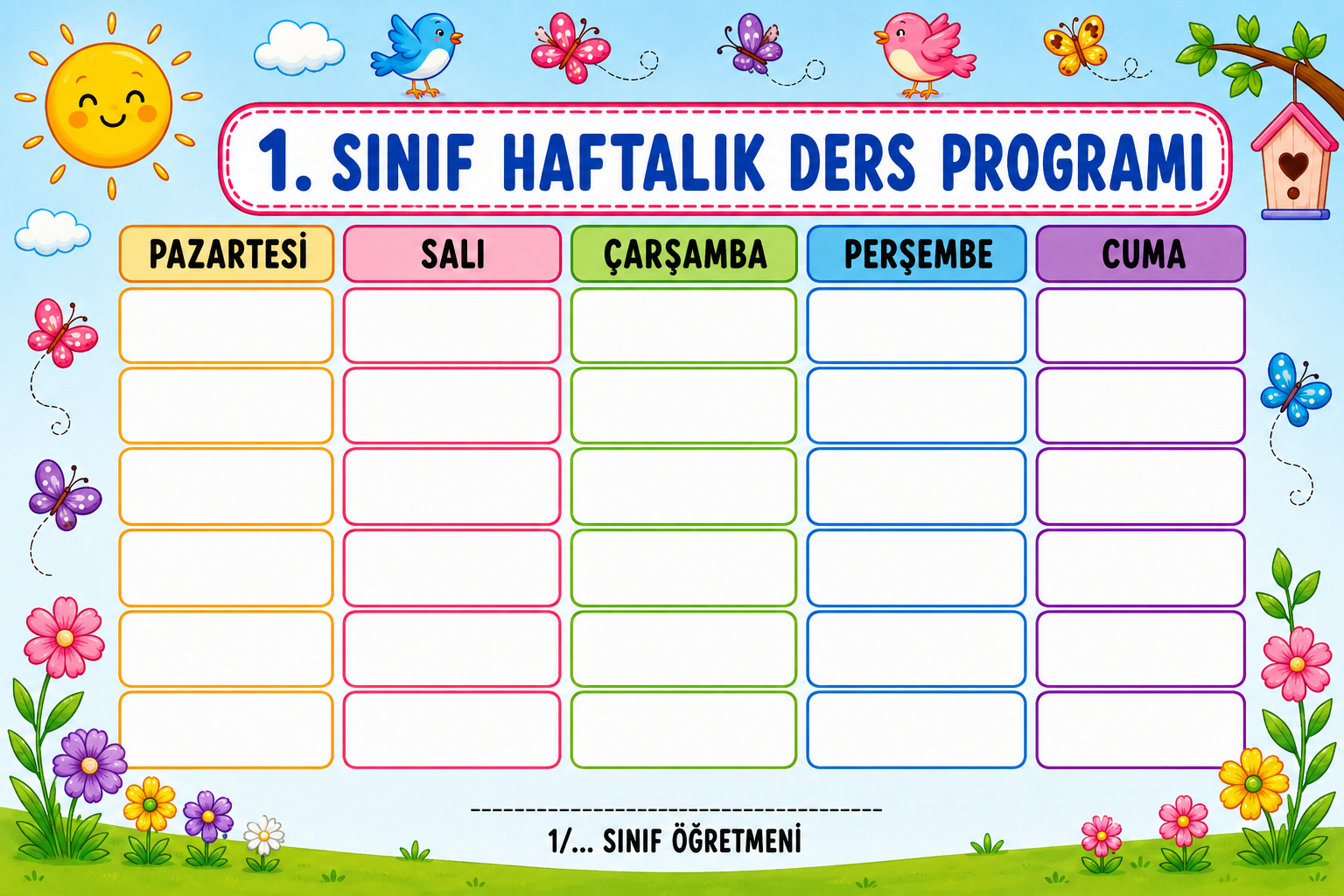 1. Sınıf Ders Programı Boş