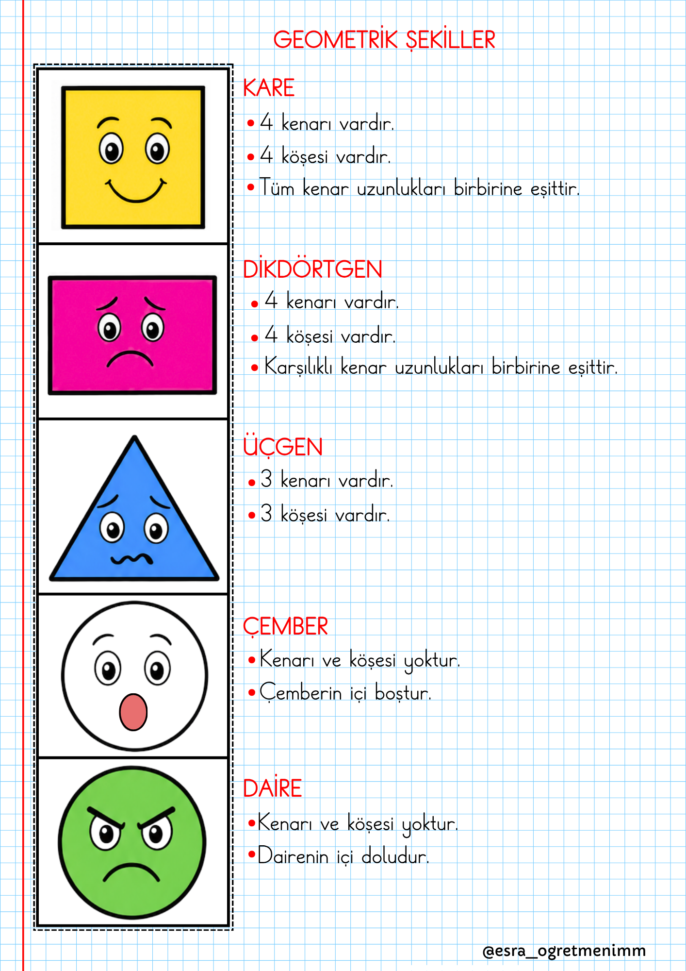 Geometrik Şekiller Defter Çalışması 2. Sınıf