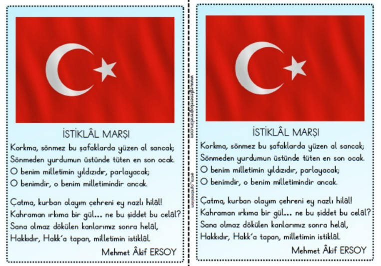 İstiklal Marşı ve Bayrak Defter İçin