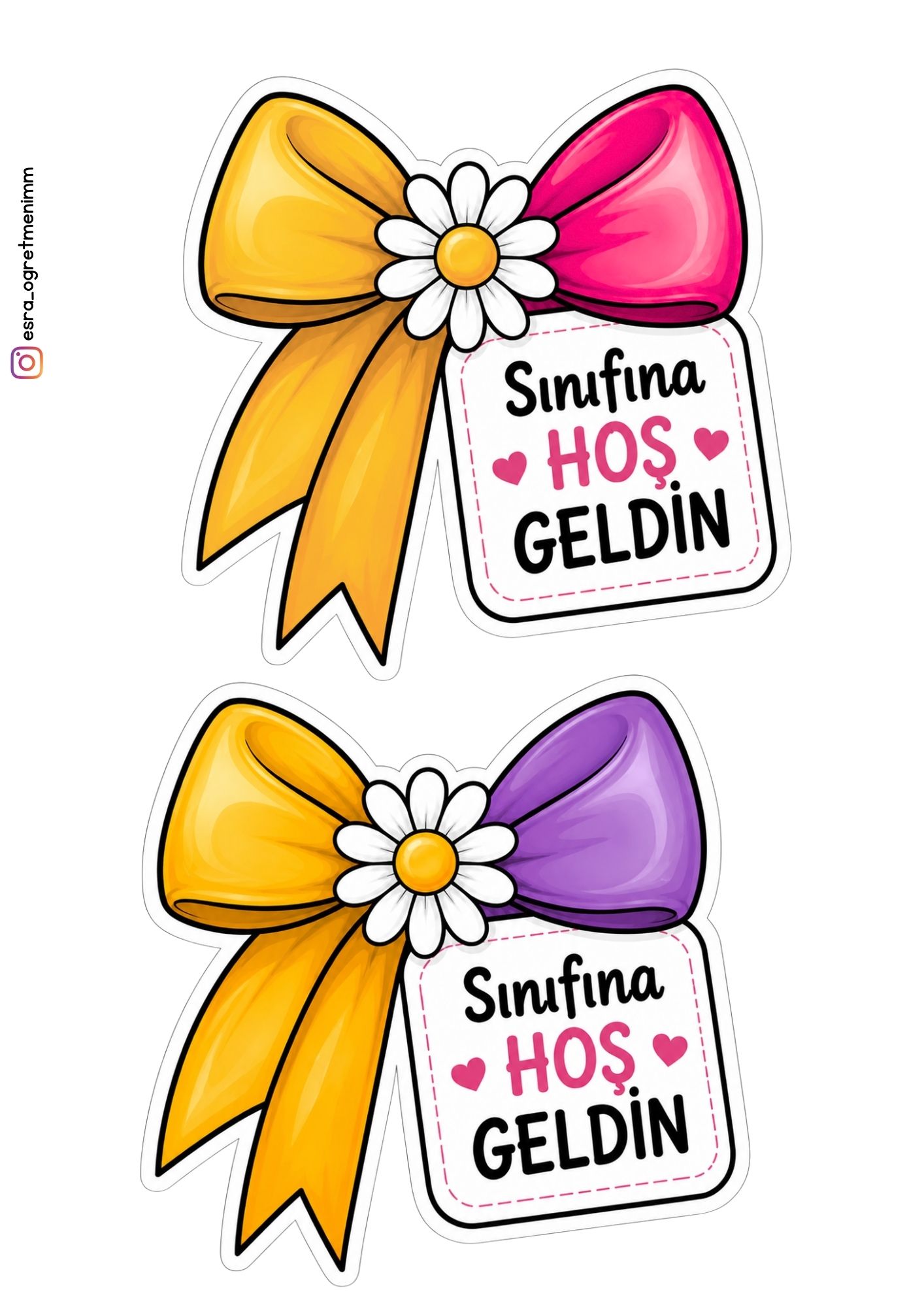 Sınıfına Hoş Geldin Hediye Kartı Kurdele-Çiçek