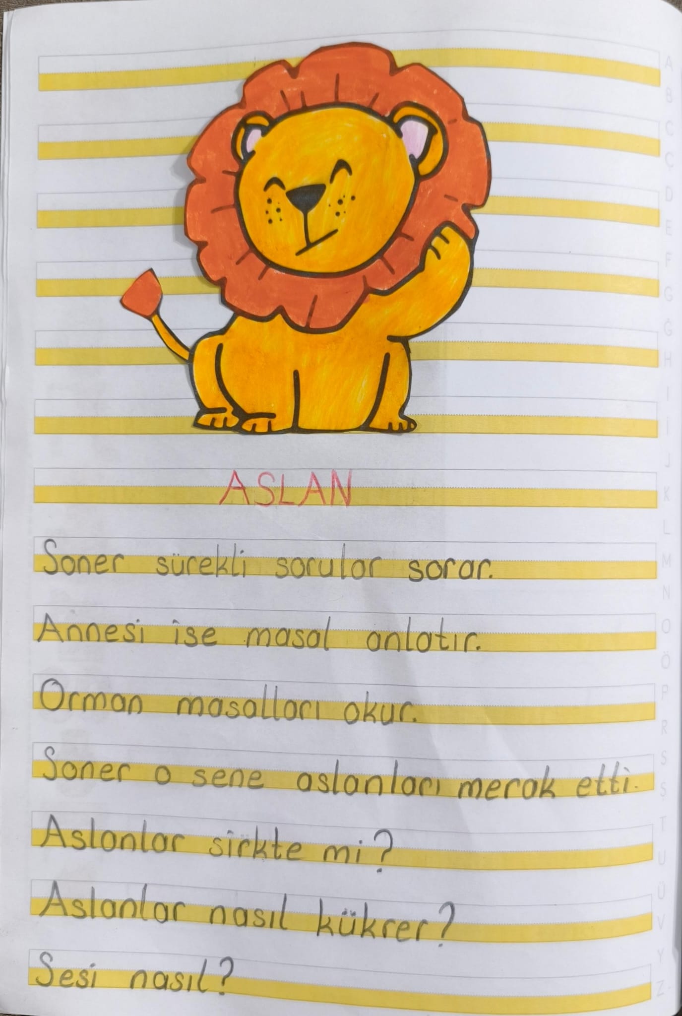 S Sesi Aslan Metni Defter Çalışması