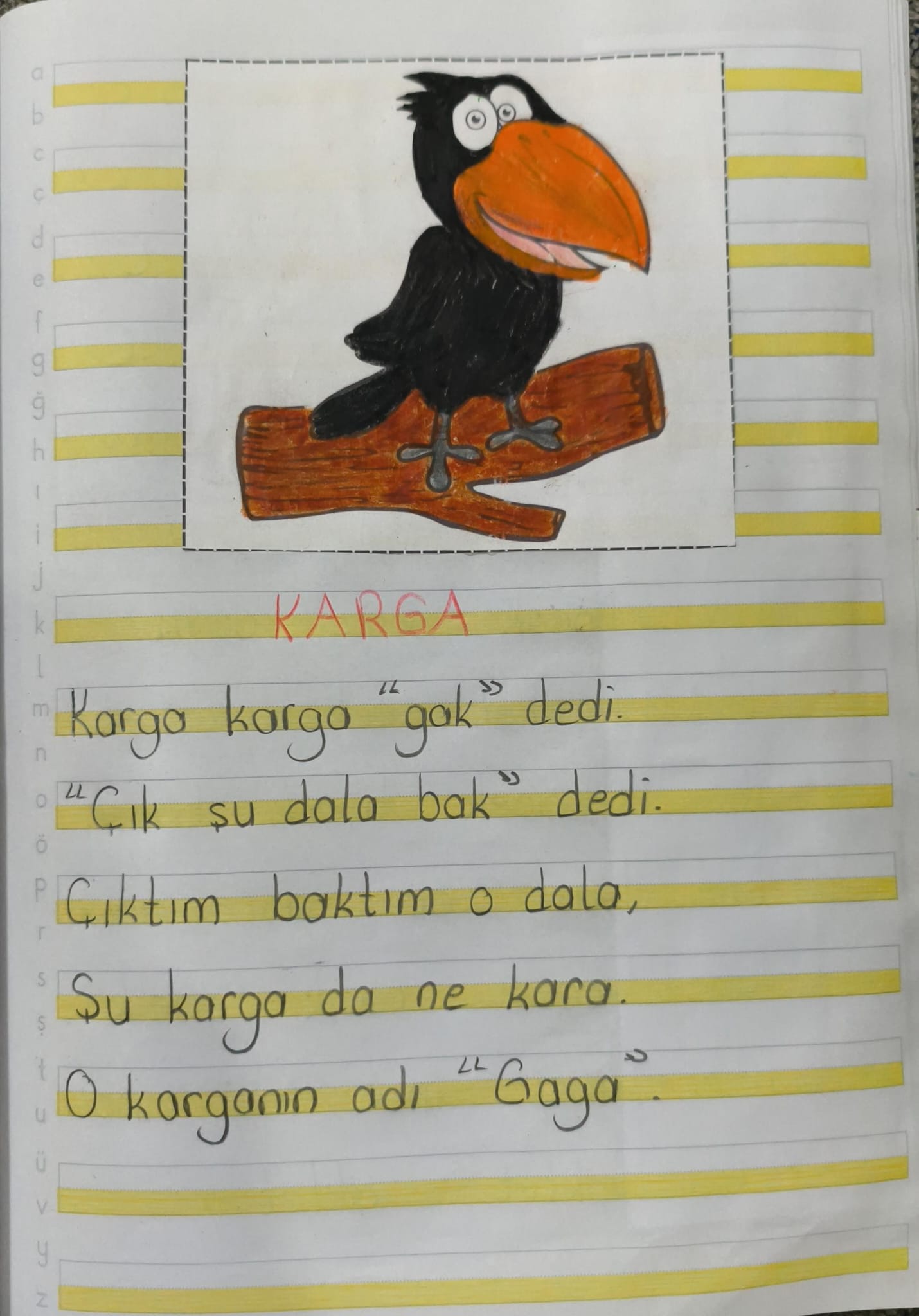 G Sesi Karga Metni Defter Çalışması