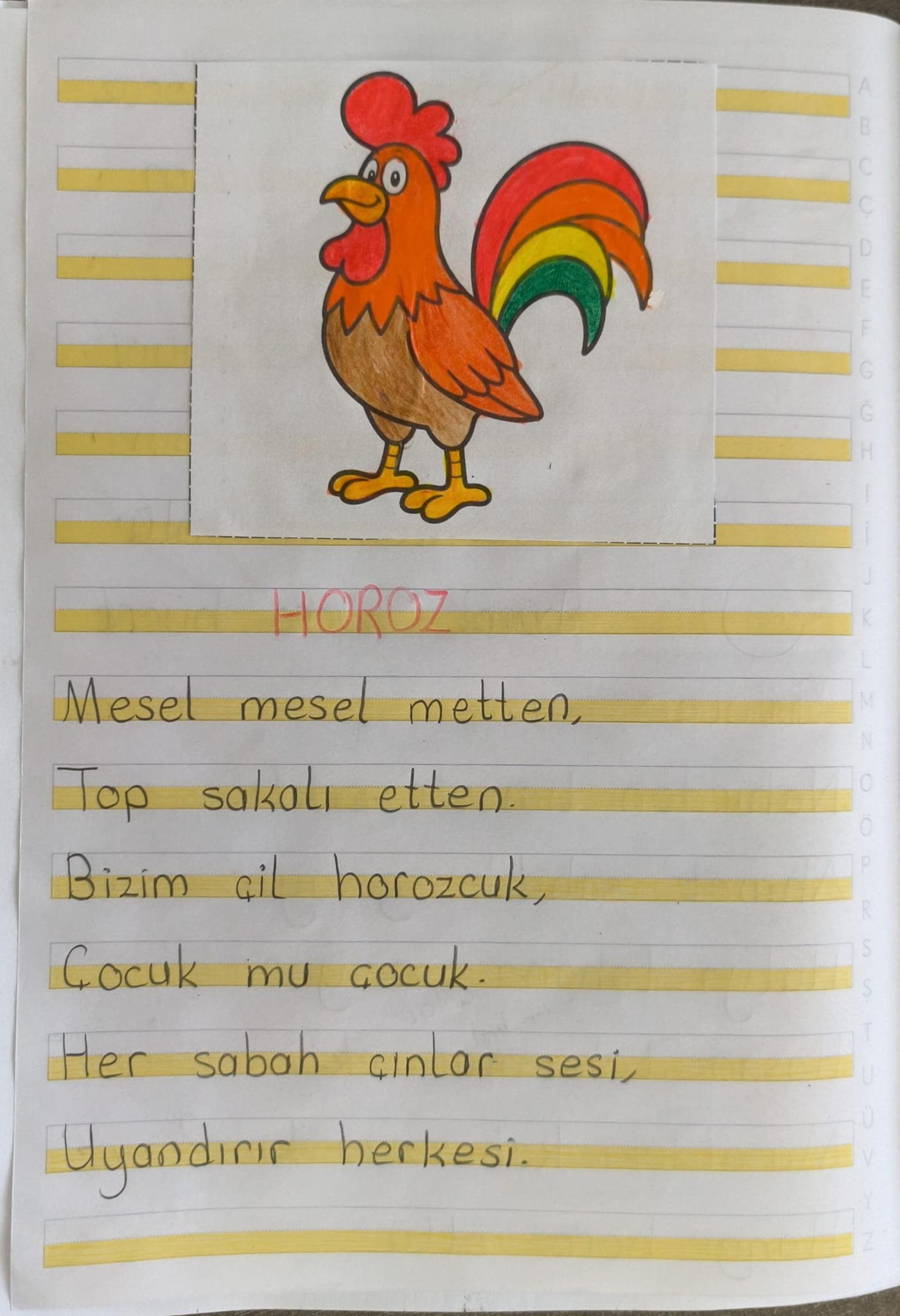 Horoz Tekerlemesi Defter Çalışması