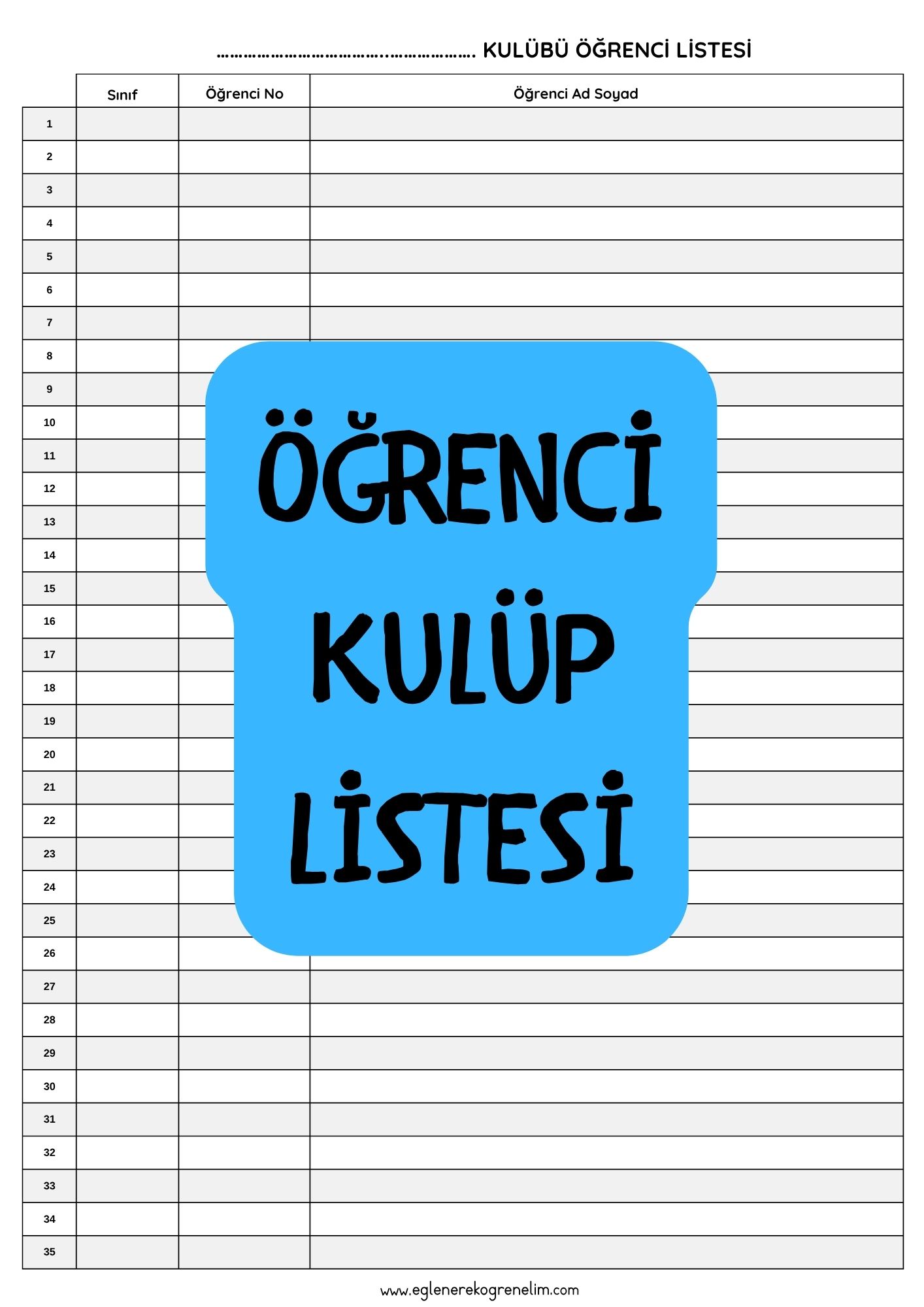 Öğrenci Kulüp Listesi