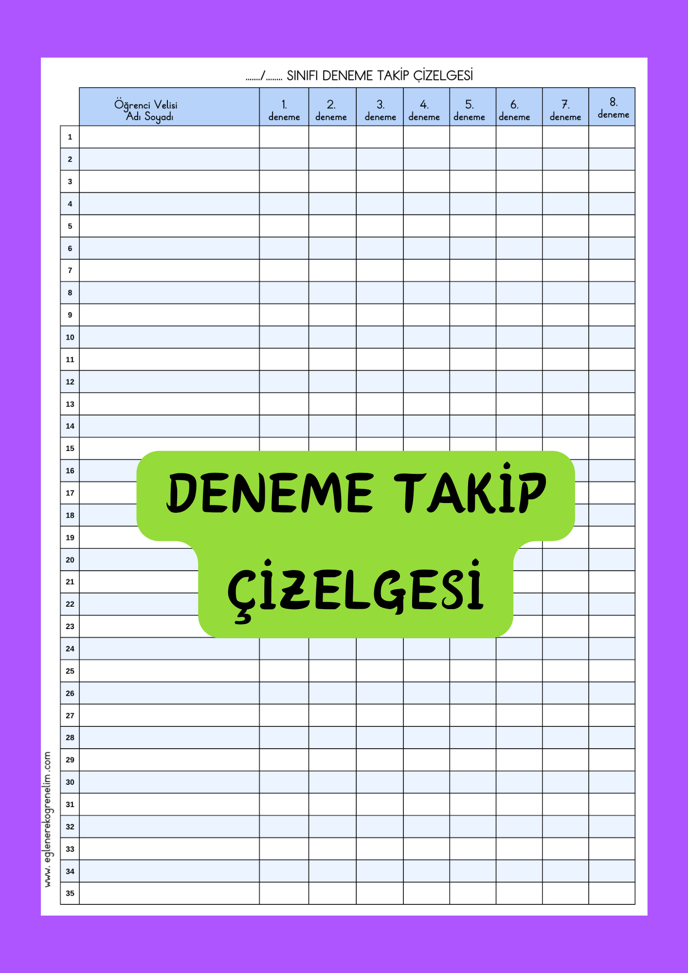 Deneme Takip Çizelgesi